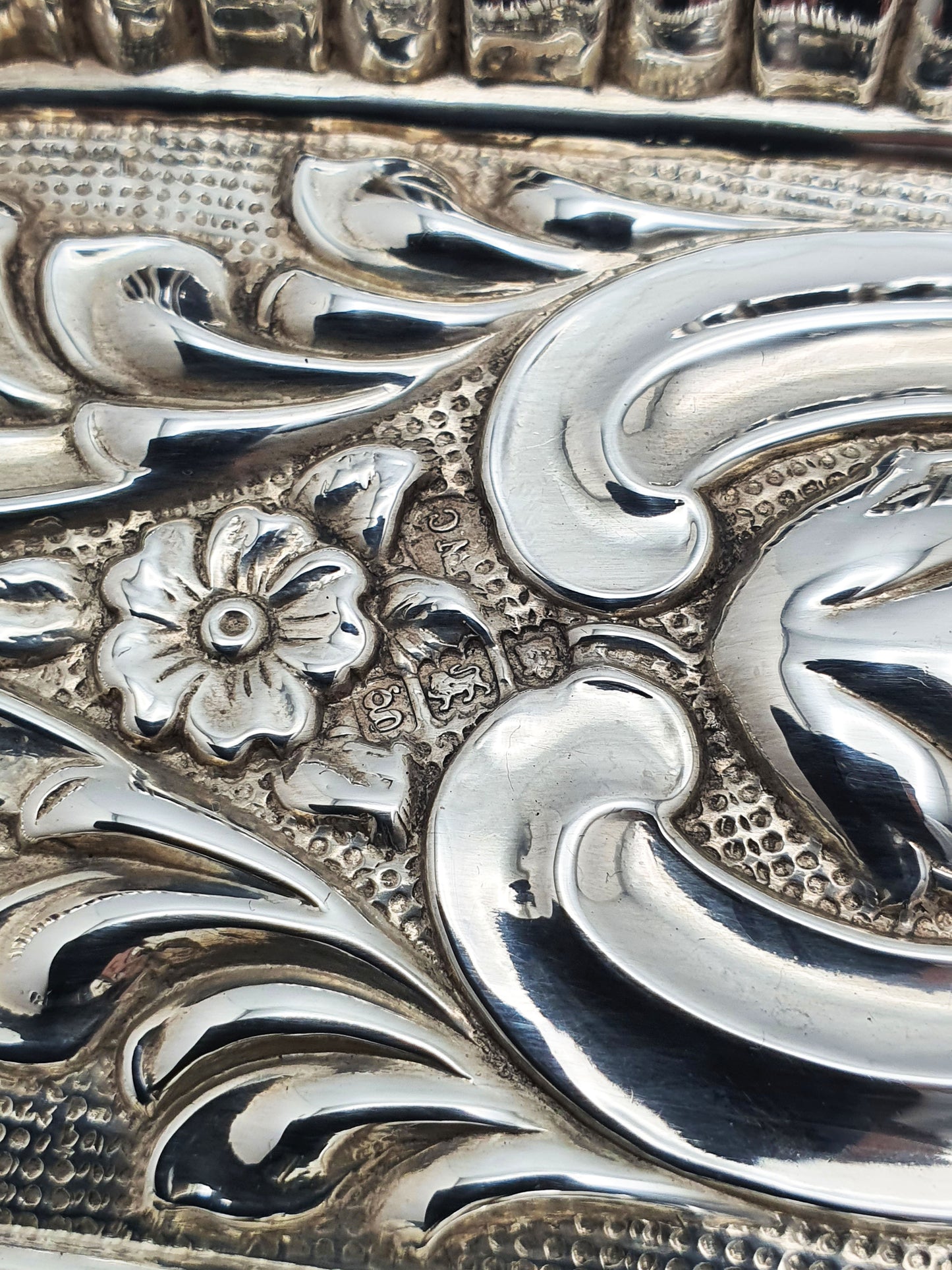 Small Antique Sterling Silver Rococo Revival Oblong Tray - 1902