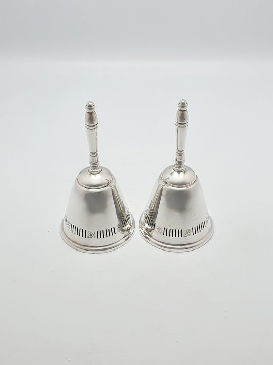 Lovely Pair of Vintage Silver-Plated Table Bells with Pierced Decoration – circa 1930