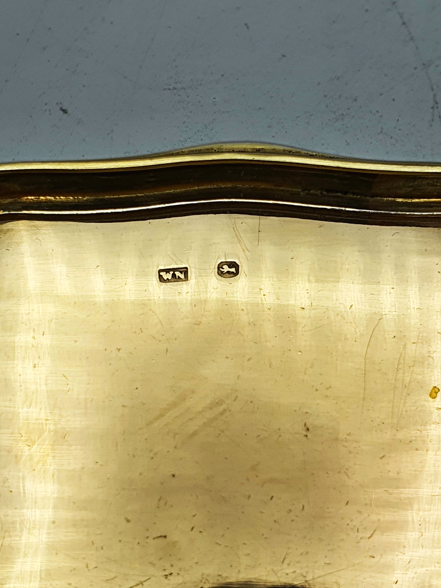 Fabulous Antique Sterling Silver & Gilt Snuff Box with Figural Rococo Scene - 1852