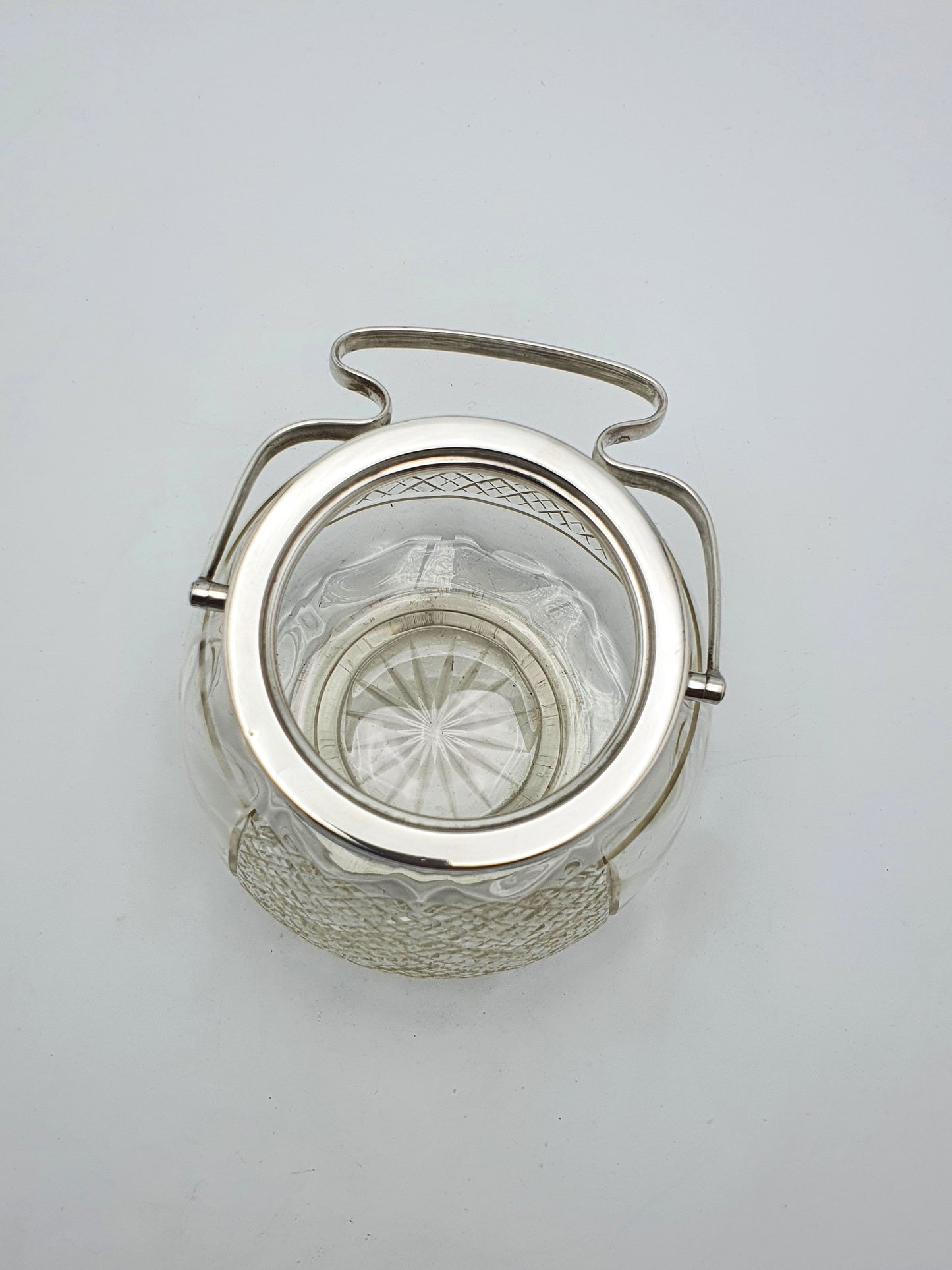 Gorgeous Antique Silver-Topped Glass Cookie Jar/Biscuit Barrel - 1923