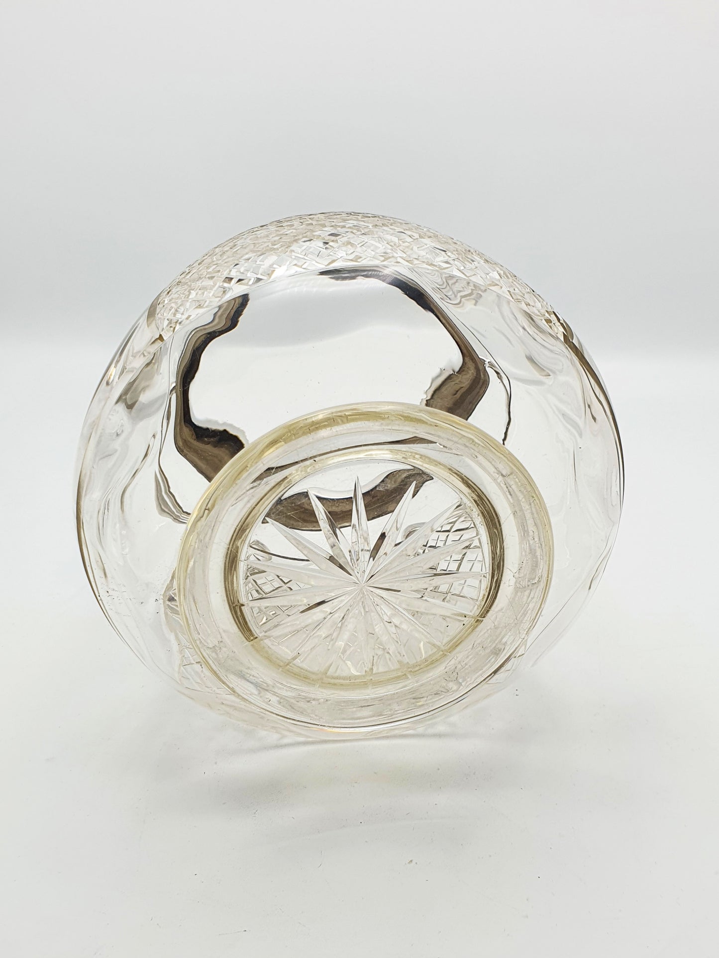 Gorgeous Antique Silver-Topped Glass Cookie Jar/Biscuit Barrel - 1923