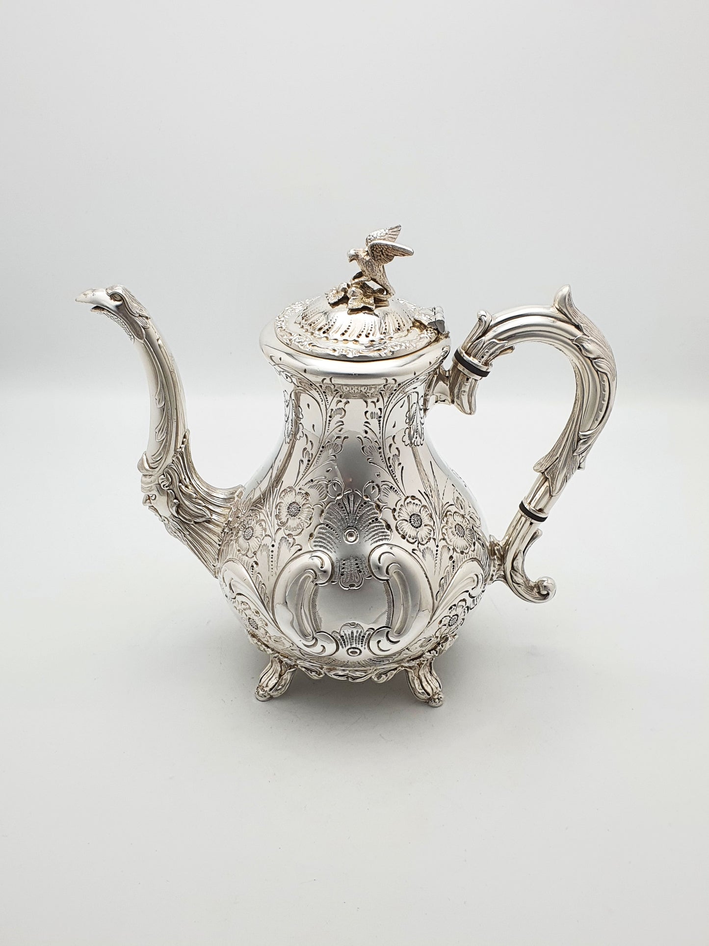 Ornate Antique Four-Piece Tea Set with Stunning Figural Detailing – circa 1920