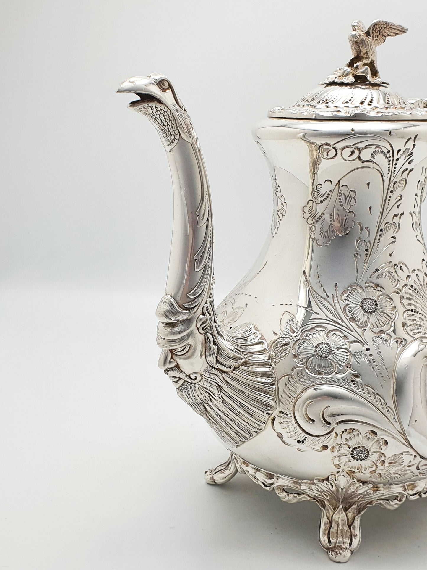 Ornate Antique Four-Piece Tea Set with Stunning Figural Detailing – circa 1920