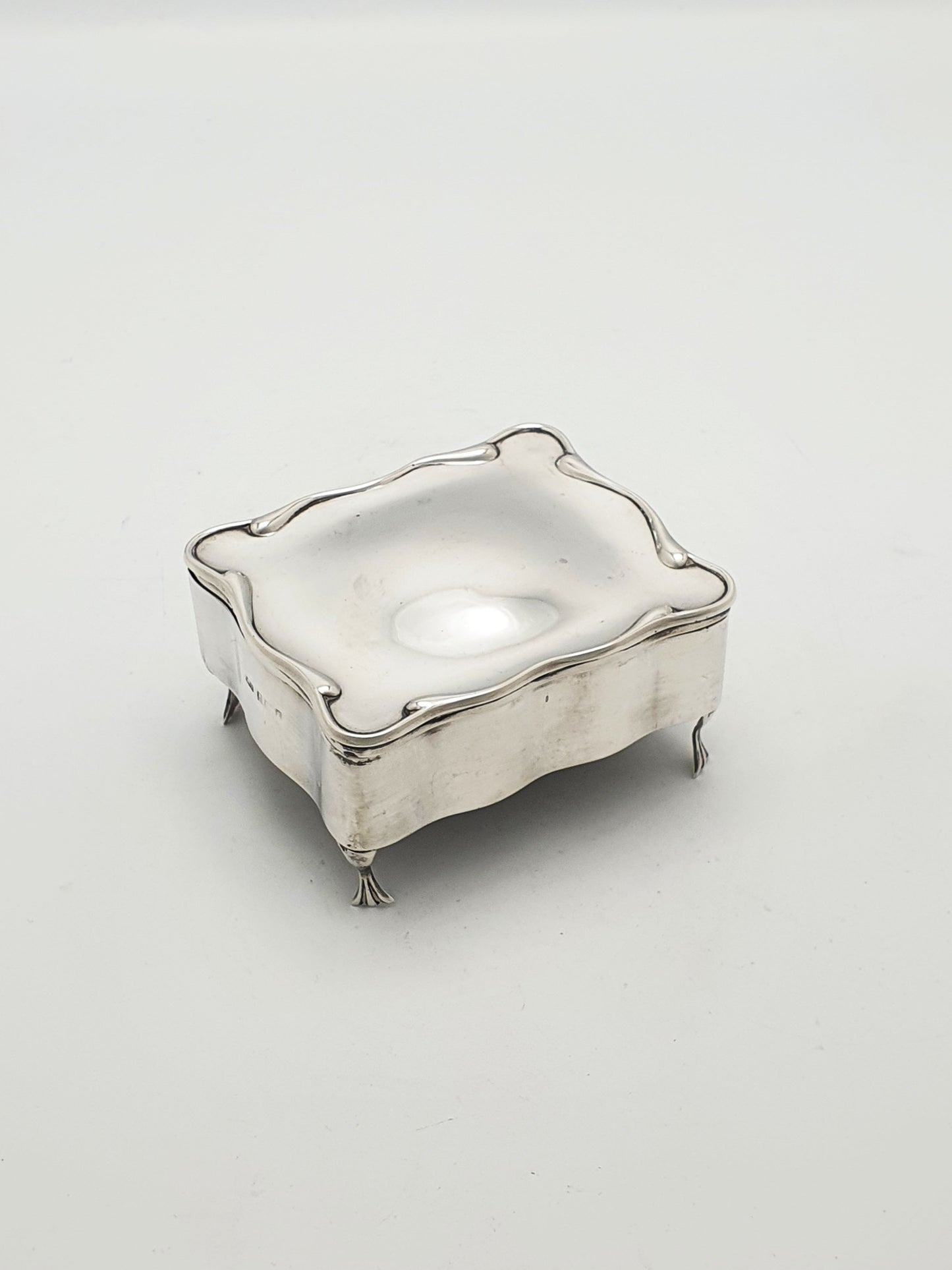 Stunning Antique Edwardian Sterling Silver Jewellery Box with Red Velvet Interior - 1906