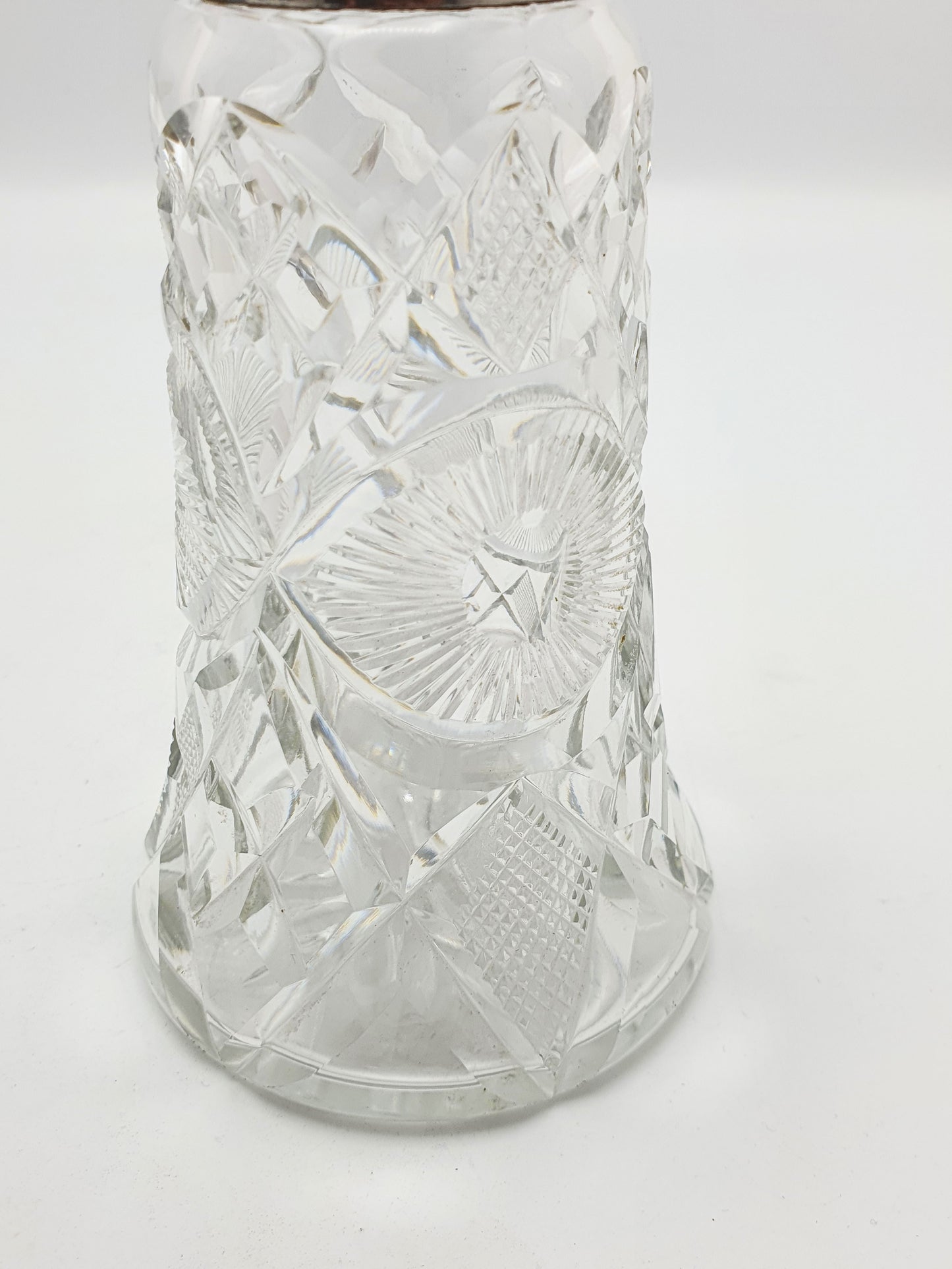 Lovely Edwardian Cut Glass Sugar Caster with Sterling Silver Lid - 1904