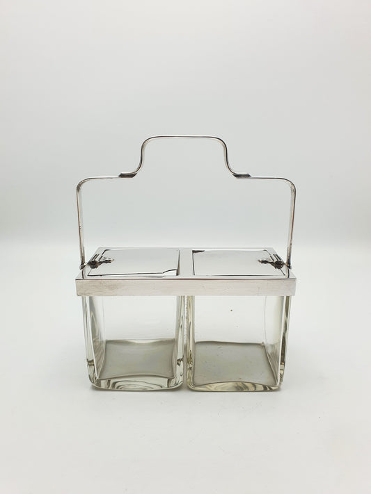 Rare Antique Silver-Plated Double Preserve Jar with Self Opening Lid Mechanism – circa 1920