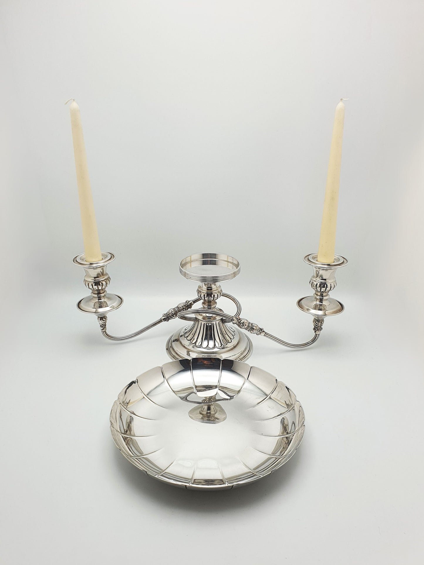 Lovely Elkington & Co Silver-Plated Centrepiece with Dual Candle Holders – circa 1920