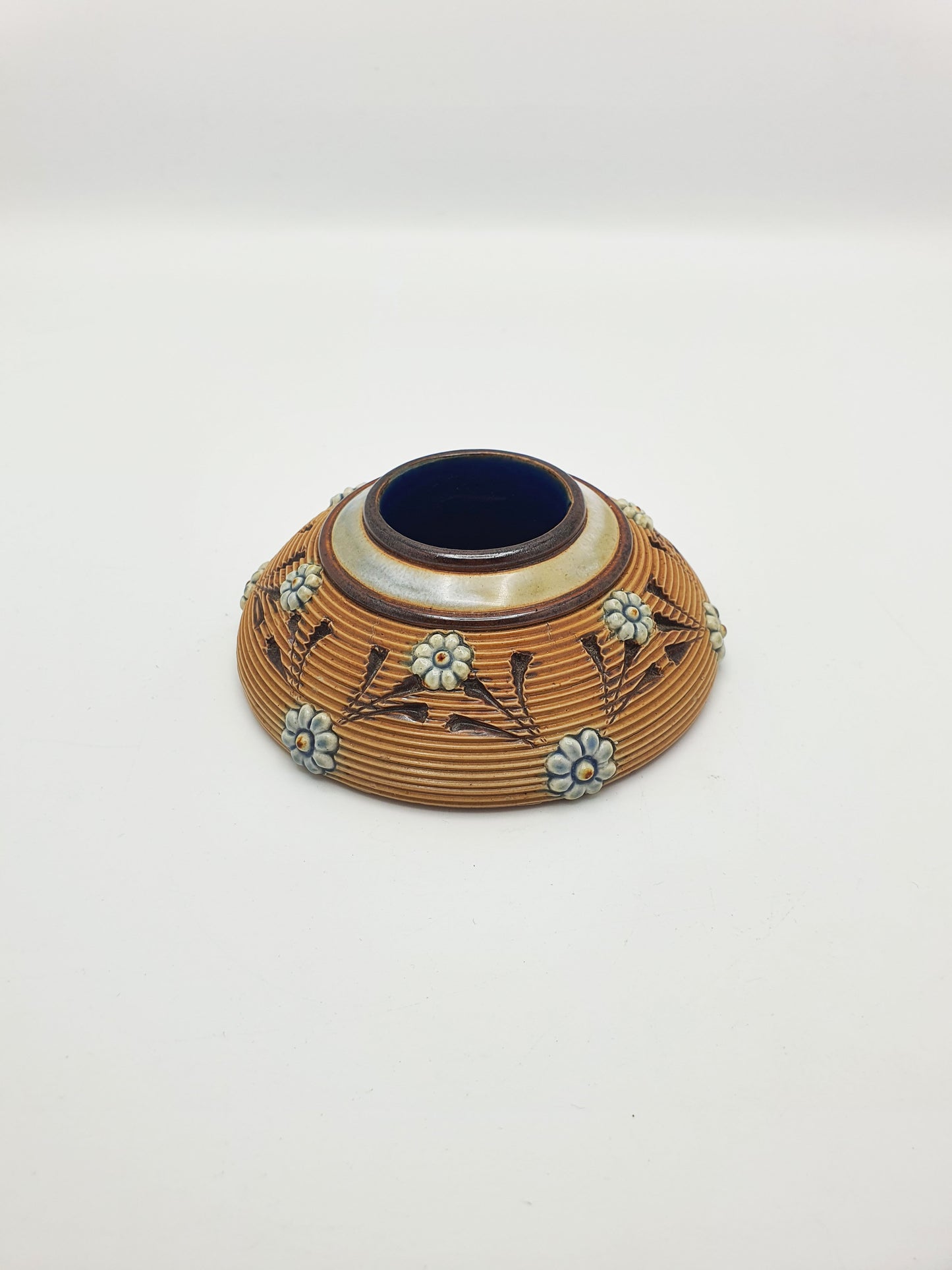 Lovely Antique Doulton Lambeth Stoneware Match Striker with Floral Relief – circa 1890