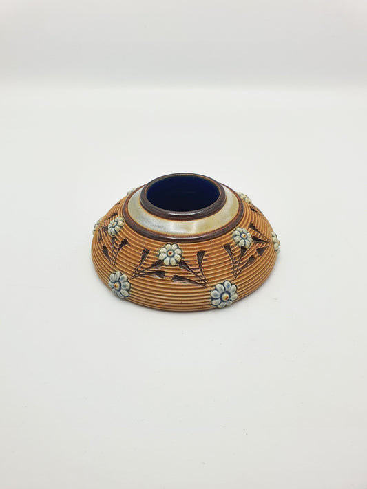 Lovely Antique Doulton Lambeth Stoneware Match Striker with Floral Relief – circa 1890
