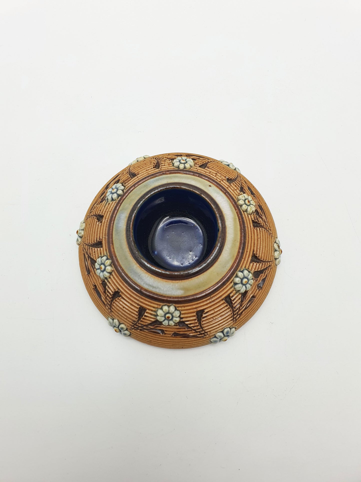 Lovely Antique Doulton Lambeth Stoneware Match Striker with Floral Relief – circa 1890