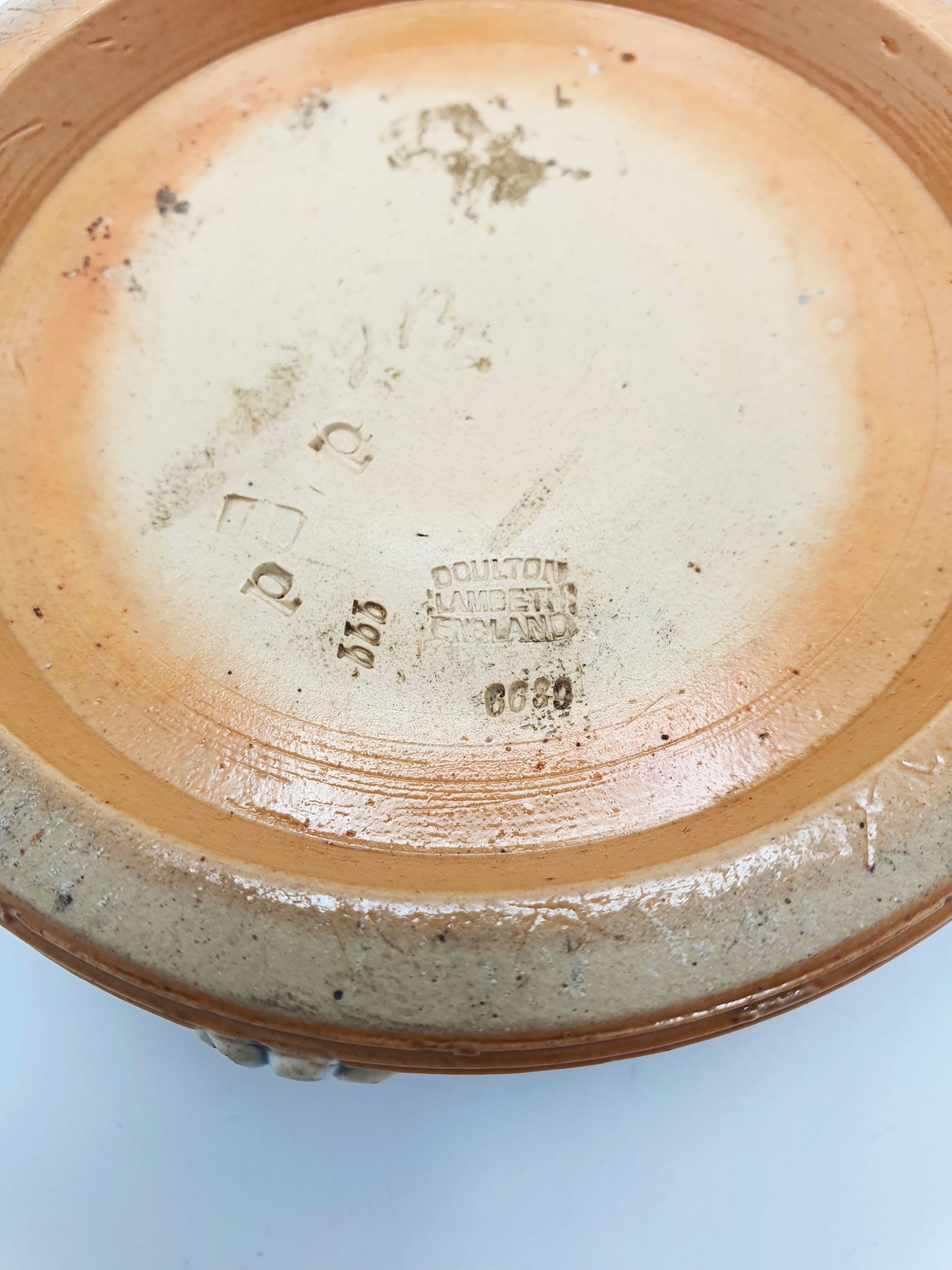 Lovely Antique Doulton Lambeth Stoneware Match Striker with Floral Relief – circa 1890