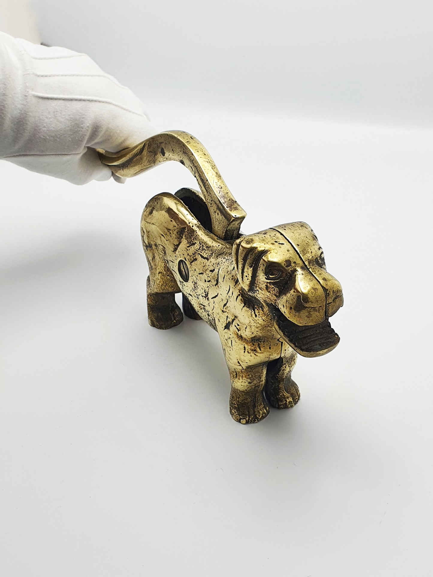 Charming Large Antique Brass Dog Nutcracker – circa 1890