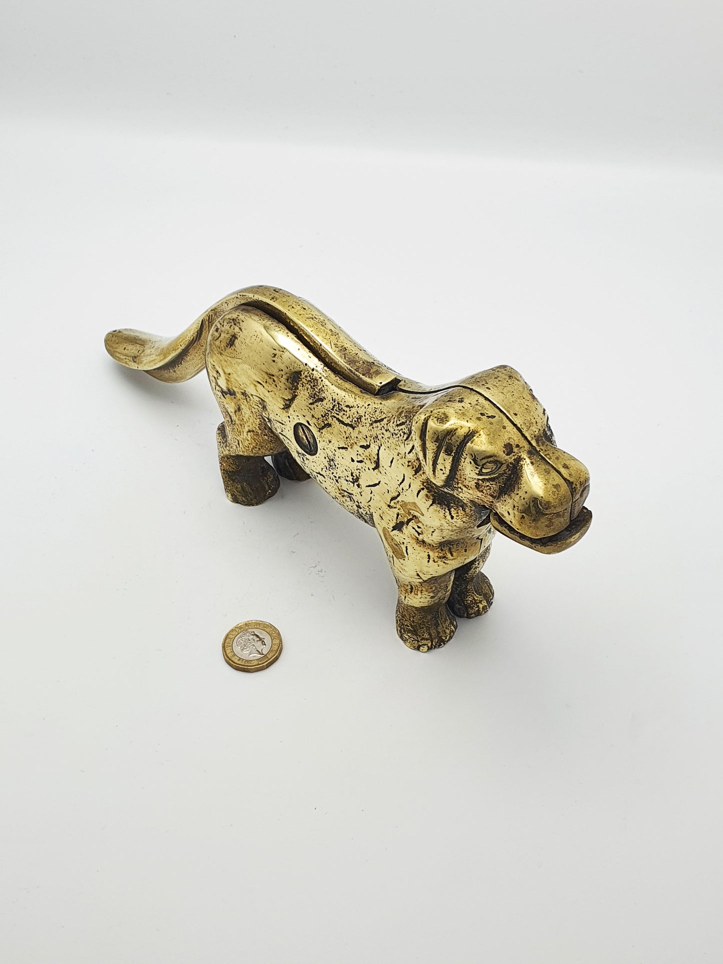 Charming Large Antique Brass Dog Nutcracker – circa 1890