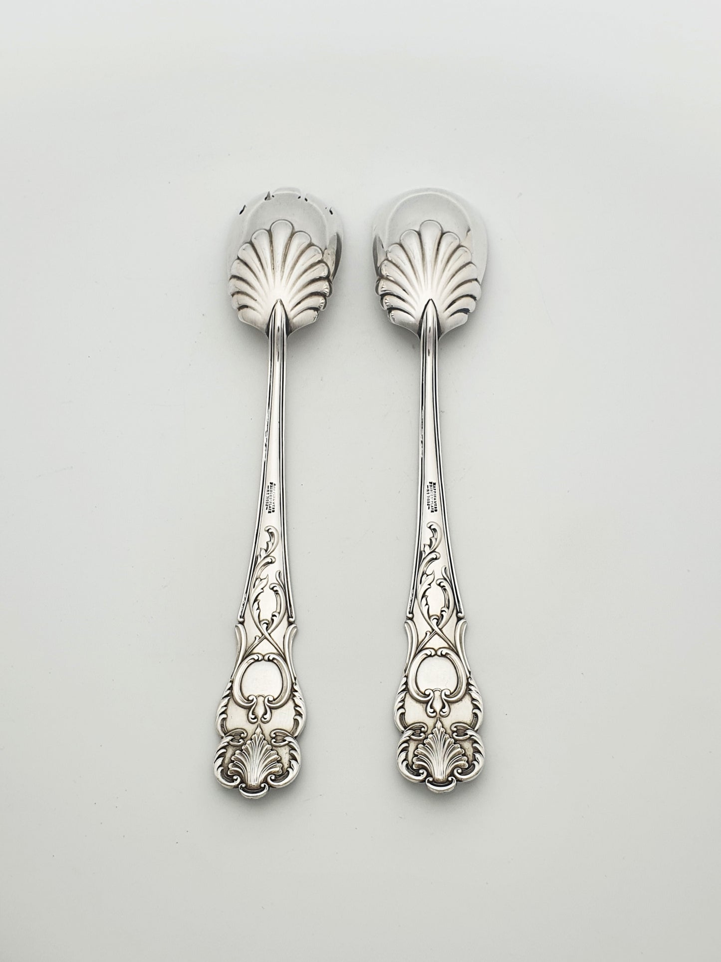 Unusual Antique Victorian Salad Servers with Rococo Shell Style Motifs - 1887