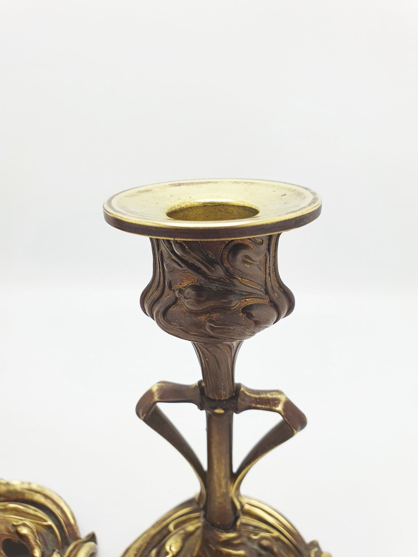 Nice Pair of French Art Nouveau Bronze Candlesticks – circa 1900