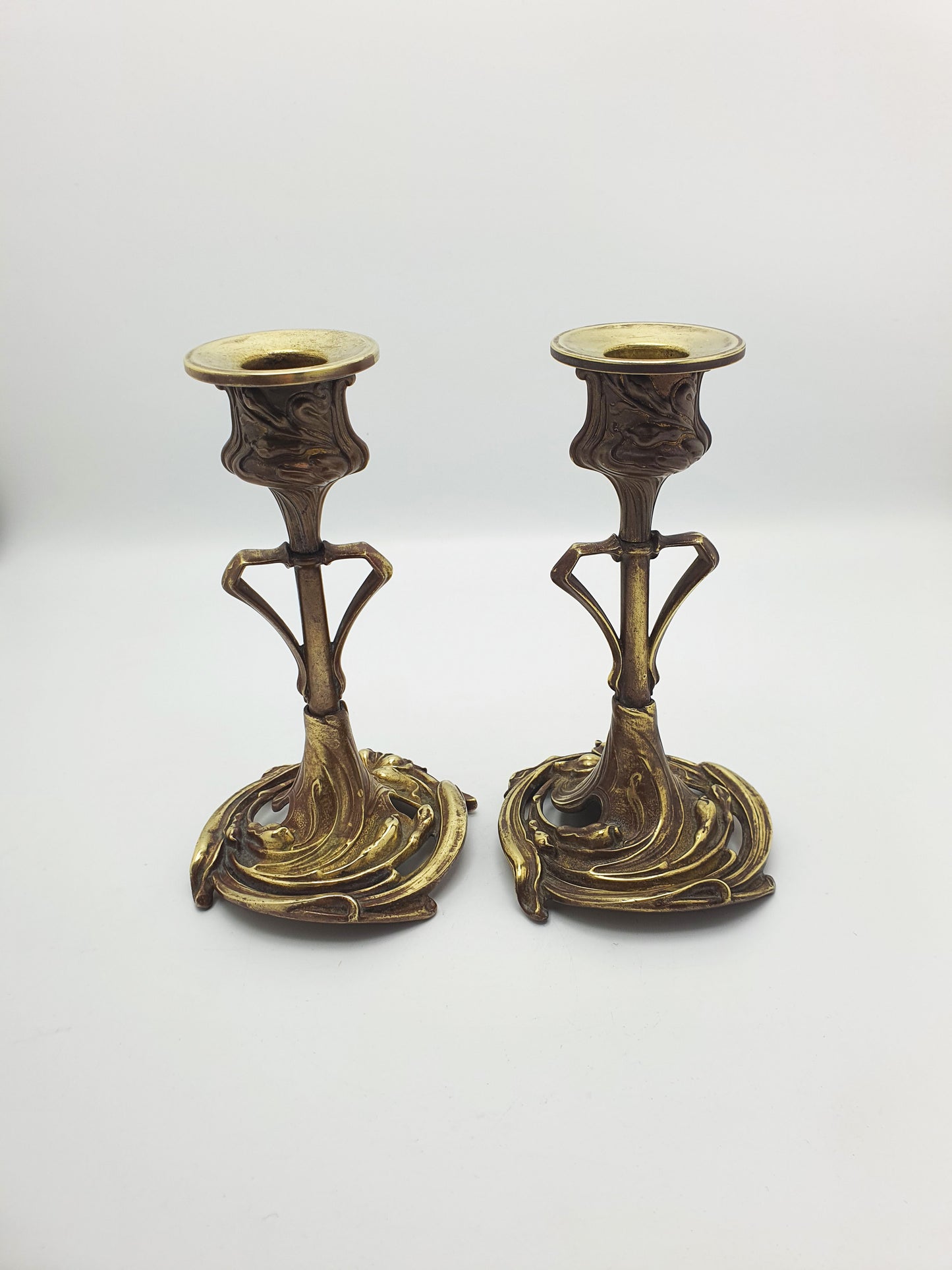Nice Pair of French Art Nouveau Bronze Candlesticks – circa 1900