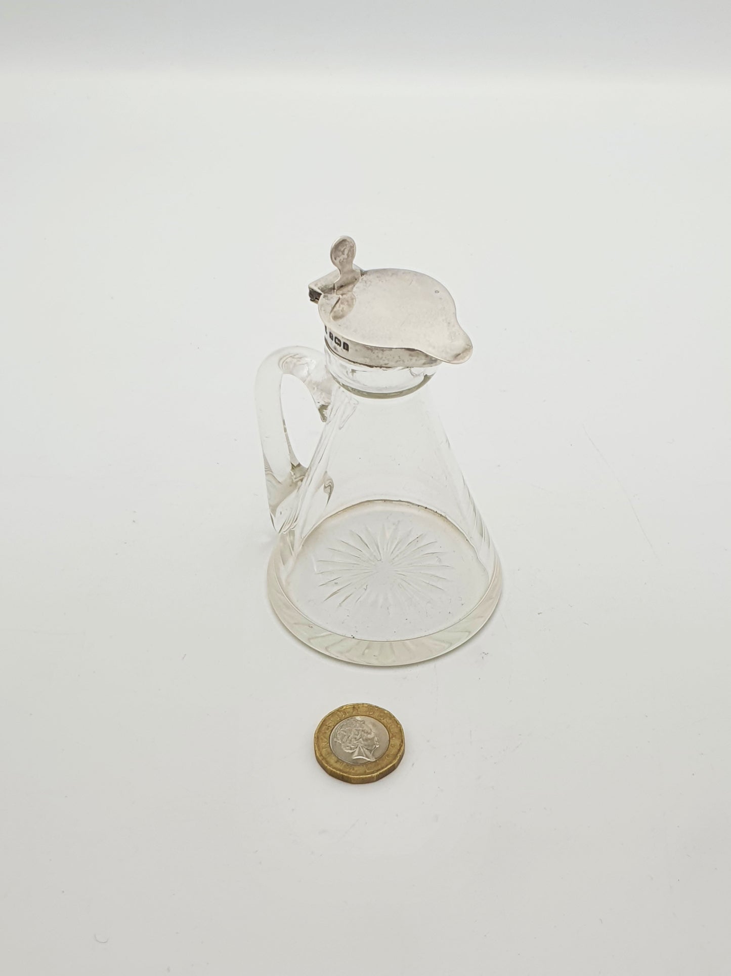 Lovely Edwardian Cut Glass & Sterling Silver Whisky Noggin - 1908