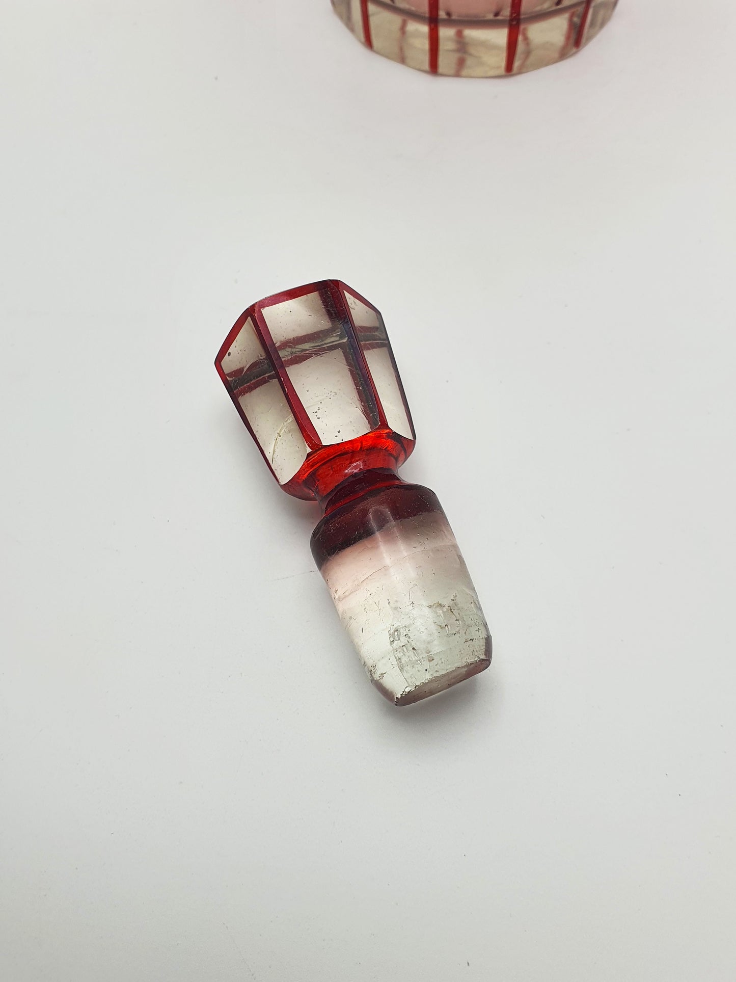 Lovely Bohemian Ruby Cut-to-Clear Decanter with Silver Collar – circa 1900