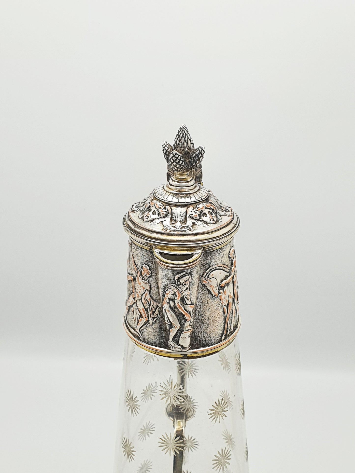 Gorgeous Antique Victorian Elkington Etched Glass & Silver-Plated Claret Jug – circa 1870