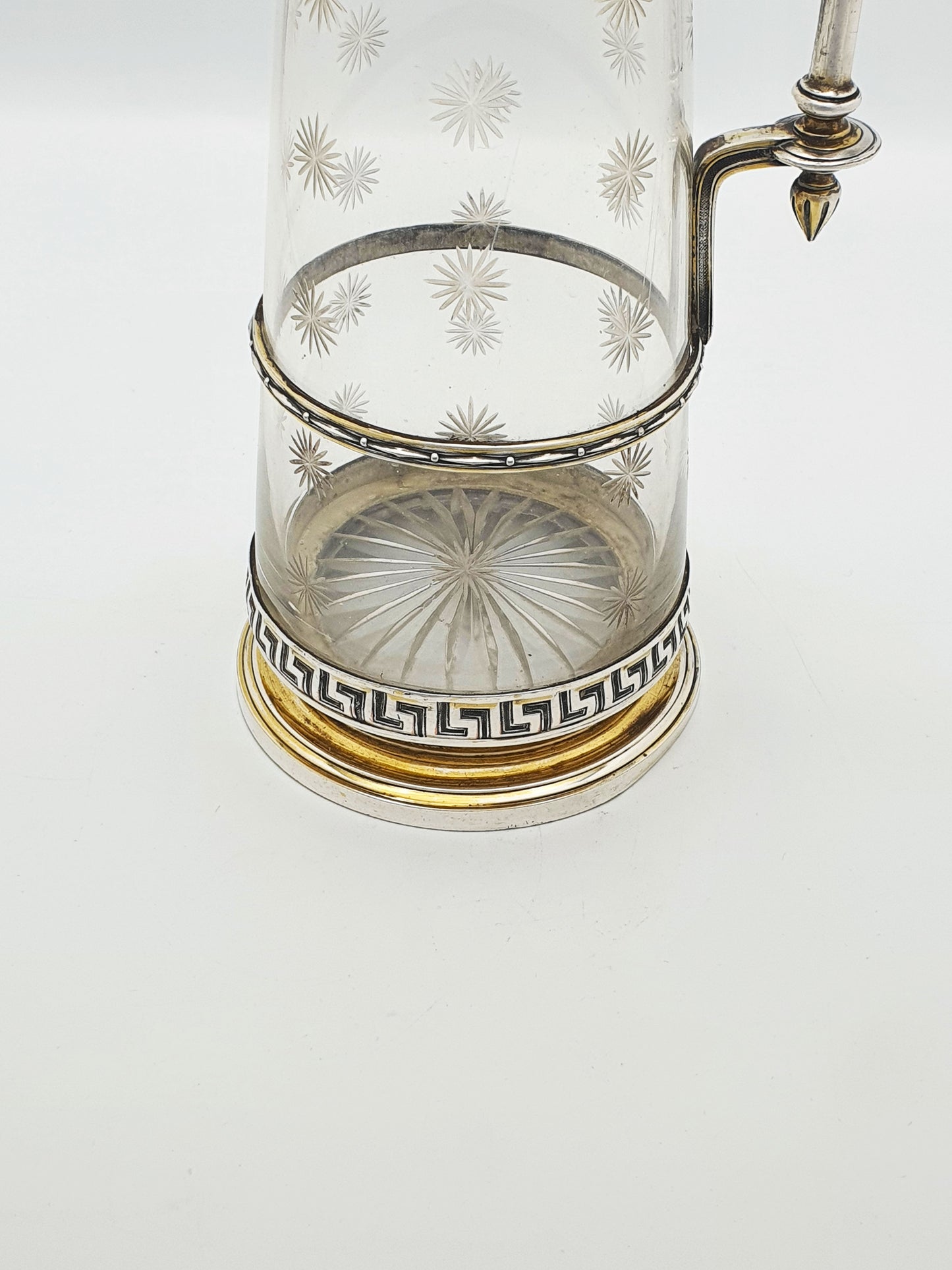 Gorgeous Antique Victorian Elkington Etched Glass & Silver-Plated Claret Jug – circa 1870