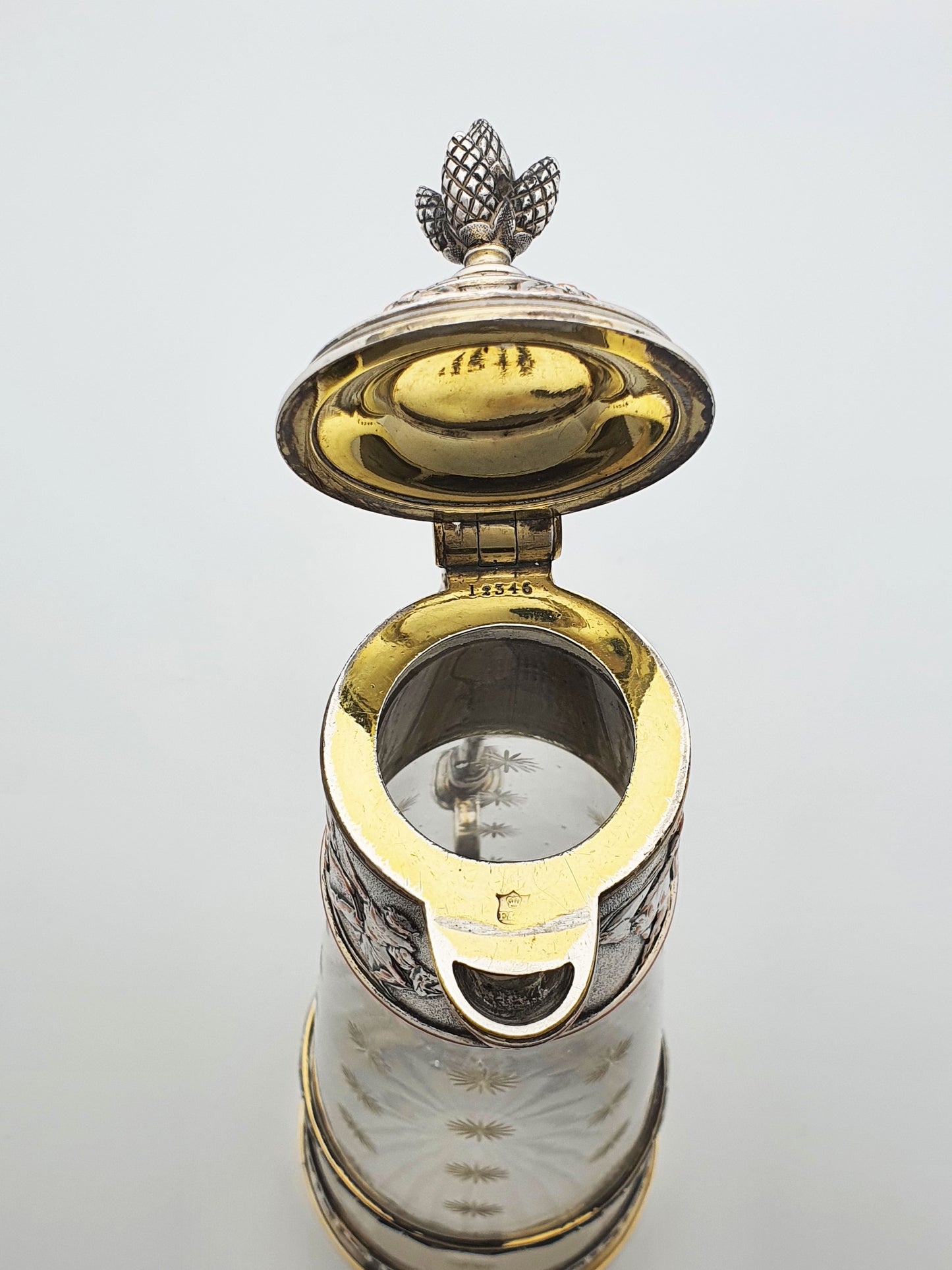 Gorgeous Antique Victorian Elkington Etched Glass & Silver-Plated Claret Jug – circa 1870