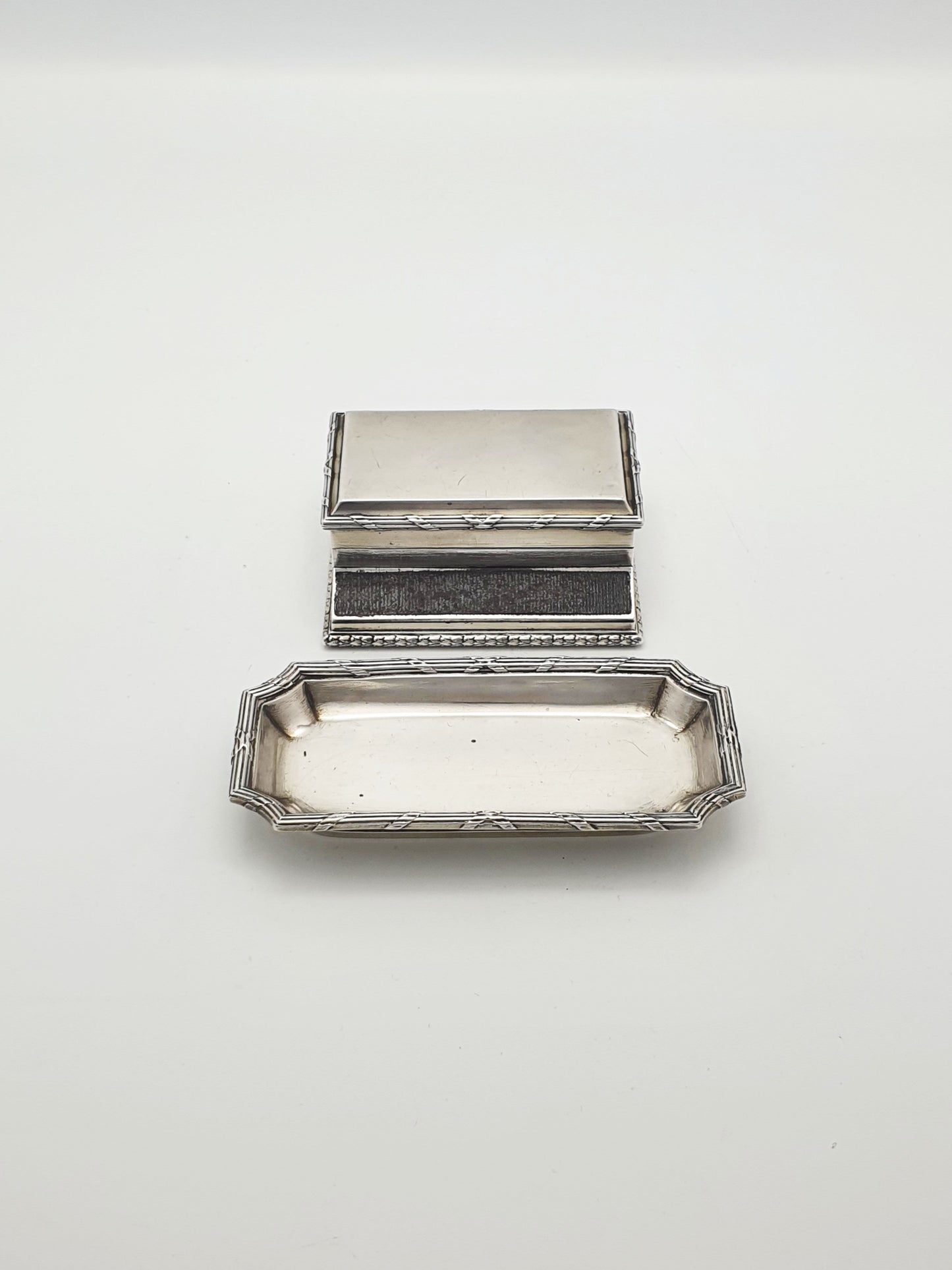 Nice Antique Silver-Plated Match Holder & Tray Desk Set – circa 1920