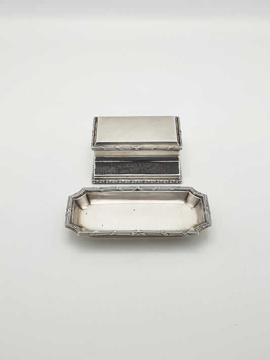 Nice Antique Silver-Plated Match Holder & Tray Desk Set – circa 1920