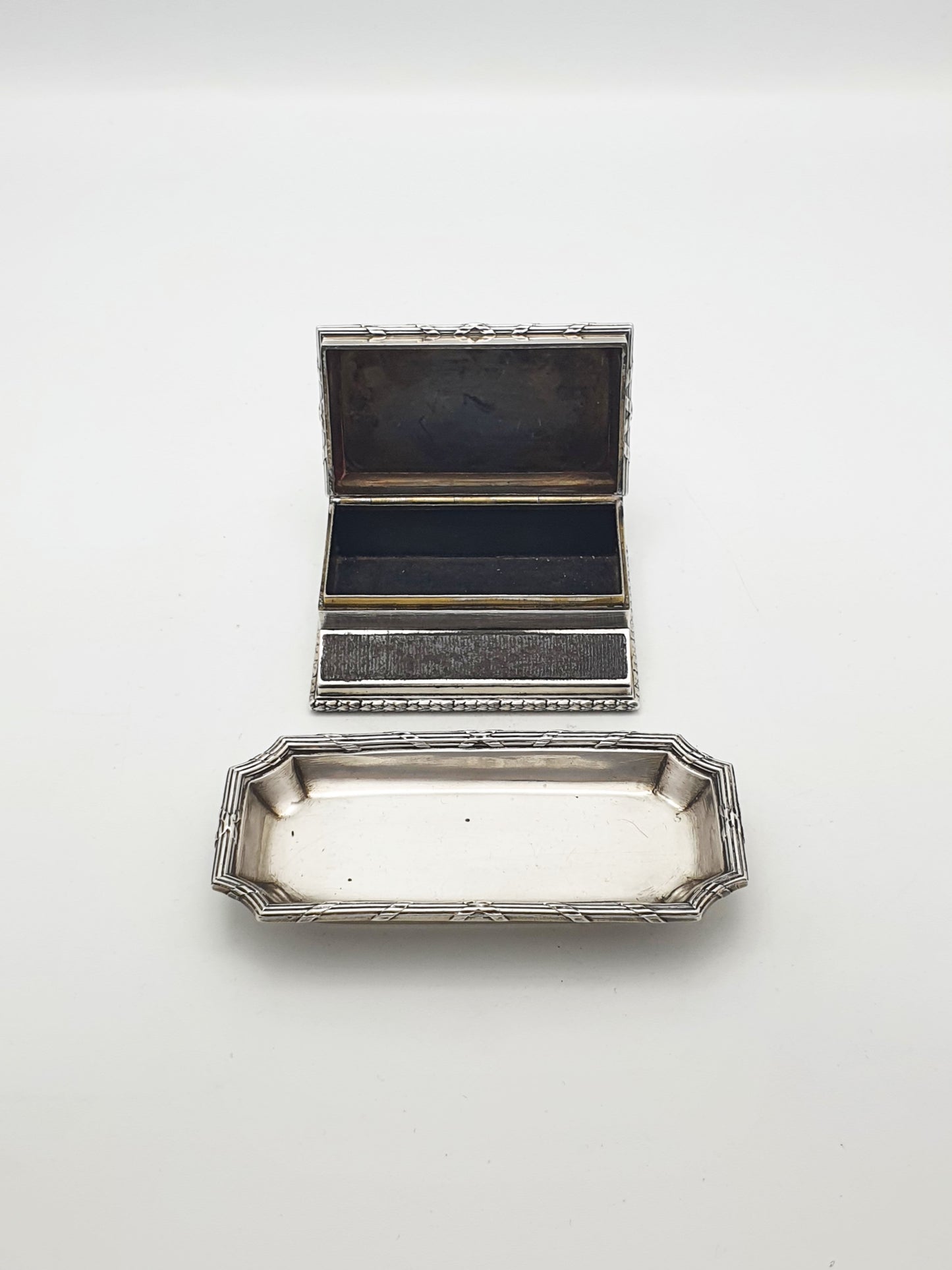 Nice Antique Silver-Plated Match Holder & Tray Desk Set – circa 1920