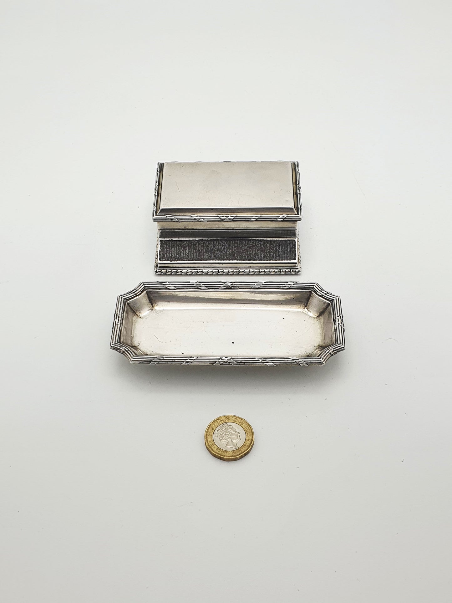 Nice Antique Silver-Plated Match Holder & Tray Desk Set – circa 1920