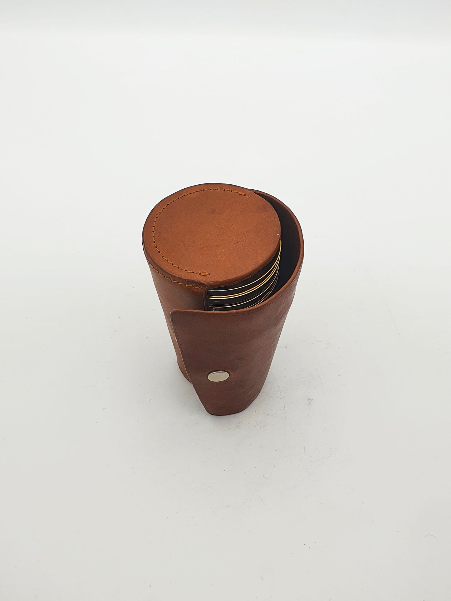 Excellent Vintage Set of Four Silver-Plated Travel Tumblers in Leather Case – circa 1930