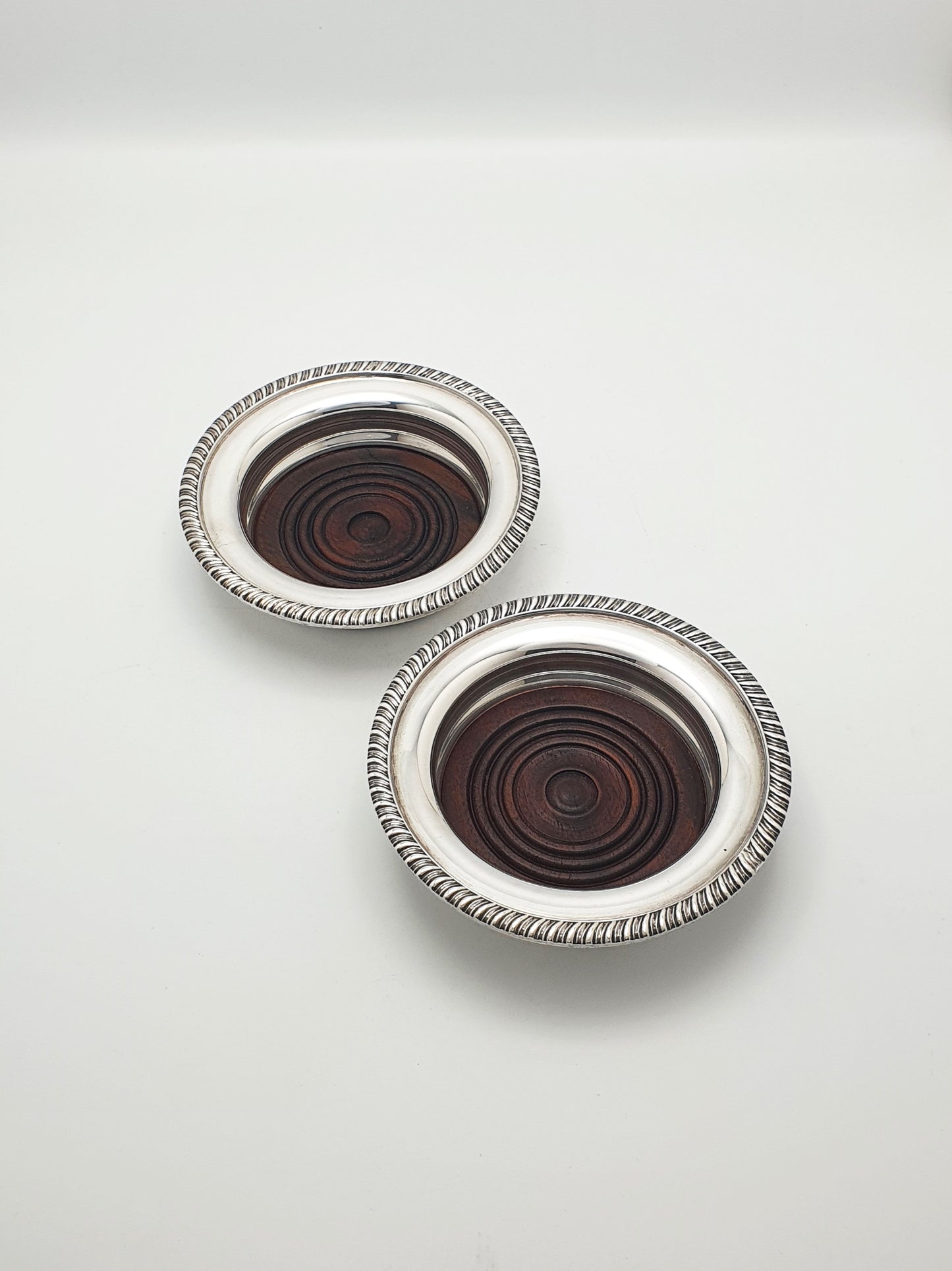 Nice Pair of Antique Silver-Plated Wine Bottle Coasters – circa 1920