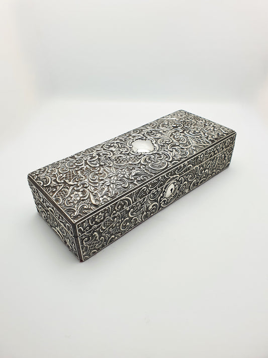 Fabulous Antique Sterling Silver Repoussé Jewellery or Trinket Box - 1897
