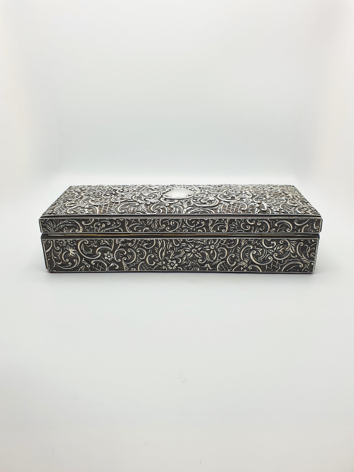 Fabulous Antique Sterling Silver Repoussé Jewellery or Trinket Box - 1897