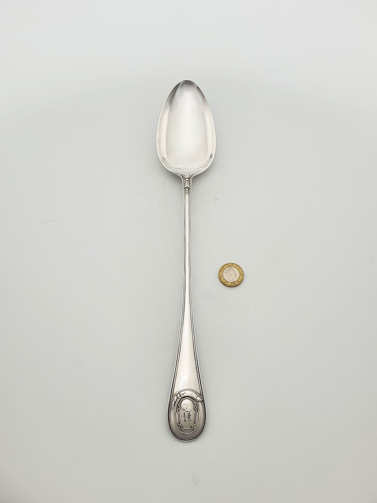Large Antique Silver-Plated Basting Spoon – 1859