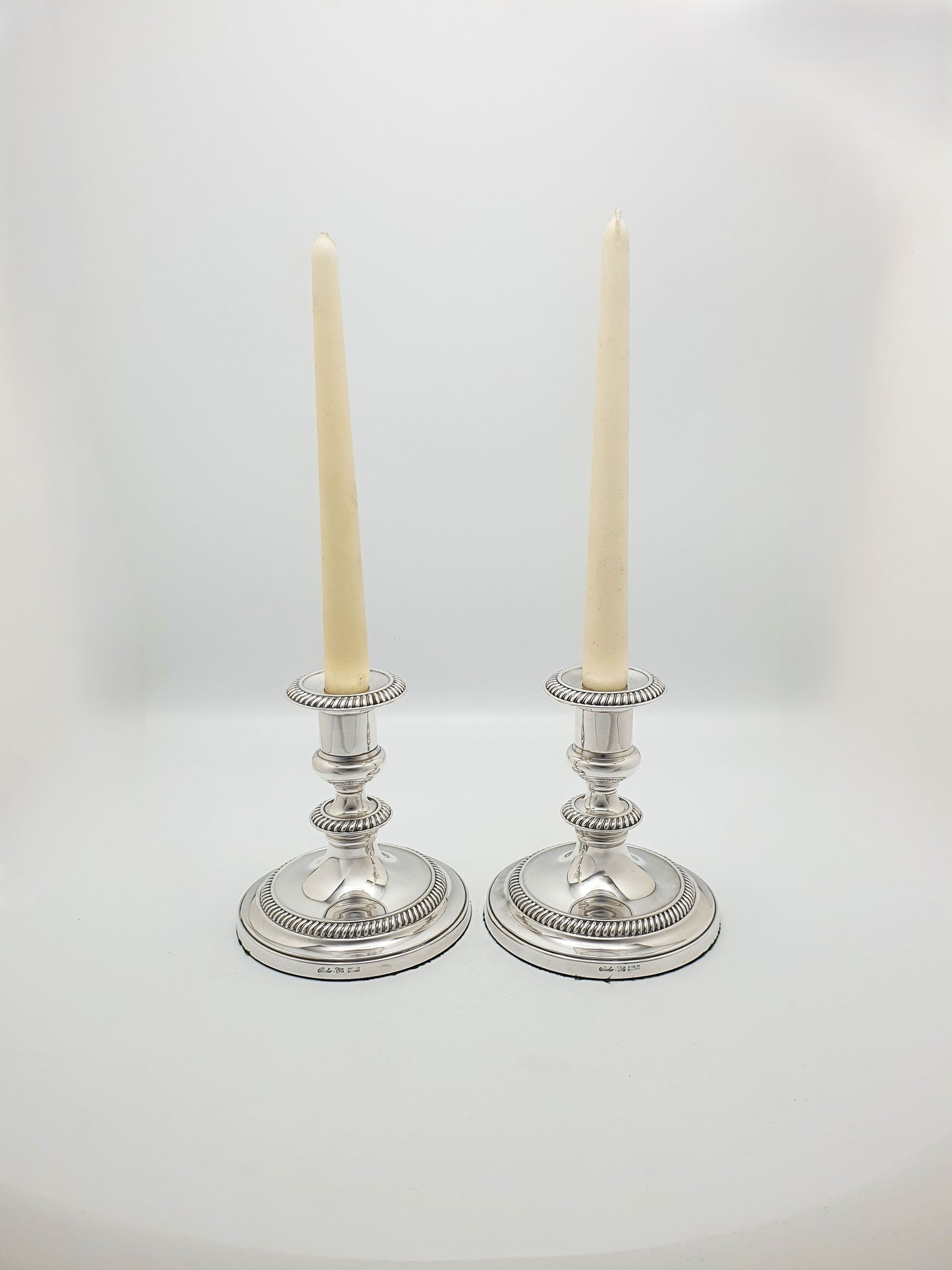 Nice Pair of Antique English Low Candlesticks – circa 1920