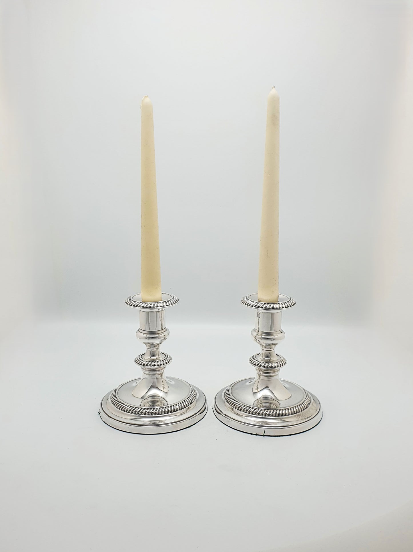 Nice Pair of Antique English Low Candlesticks – circa 1920
