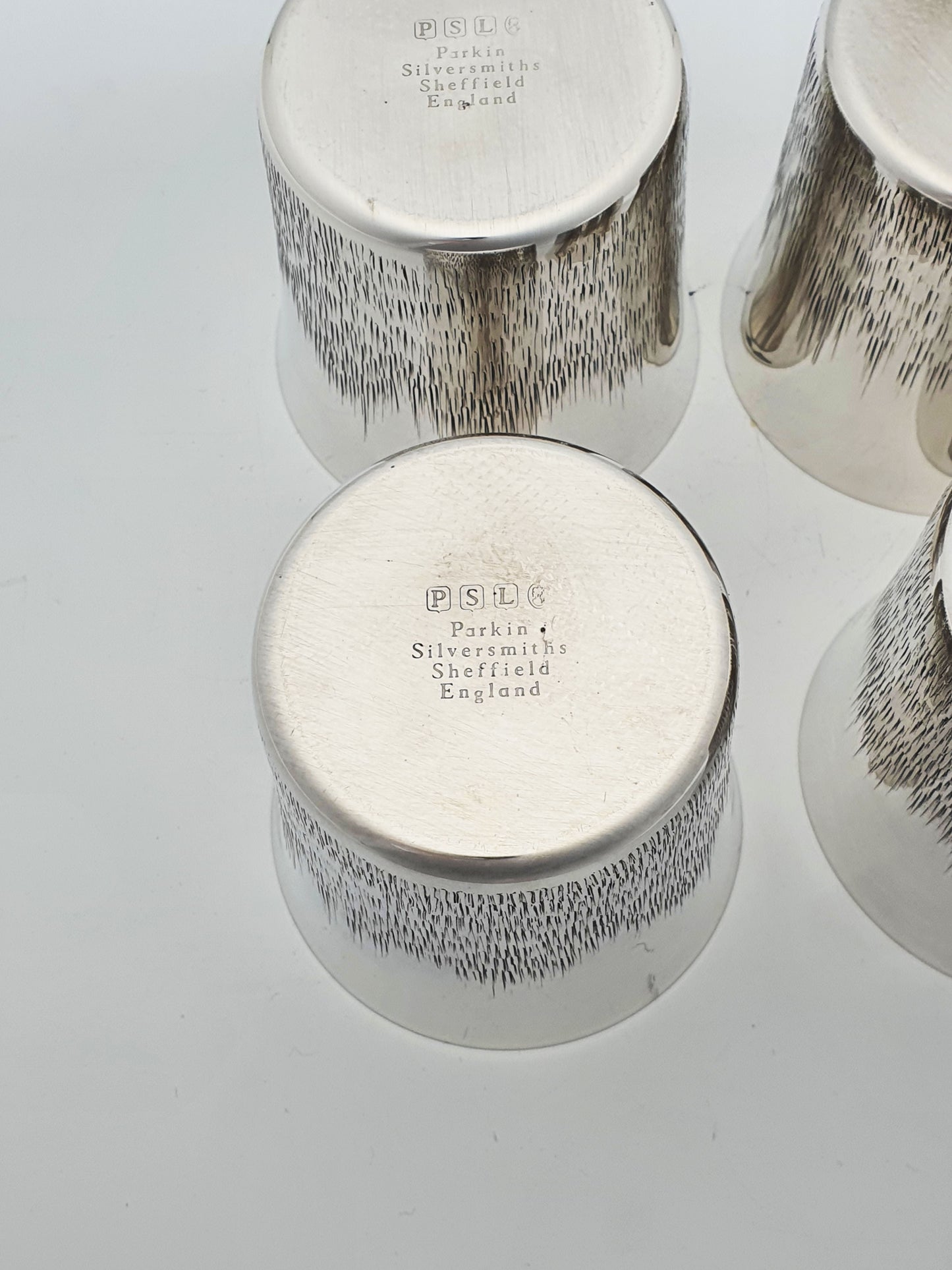 Stunning Set of 4 Silver Plate Tumblers with Gilt Interiors – circa 1970