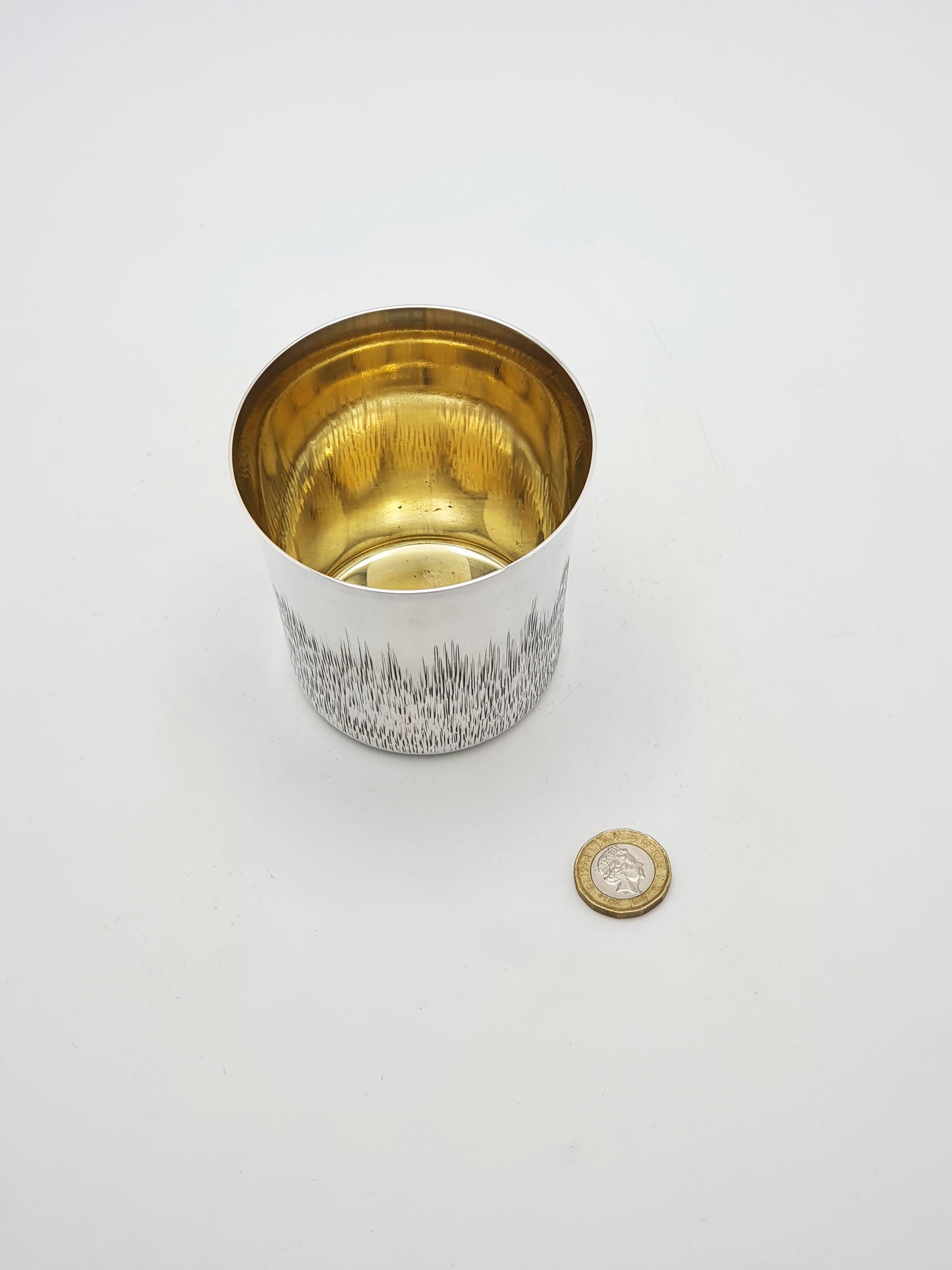 Stunning Set of 4 Silver Plate Tumblers with Gilt Interiors – circa 1970