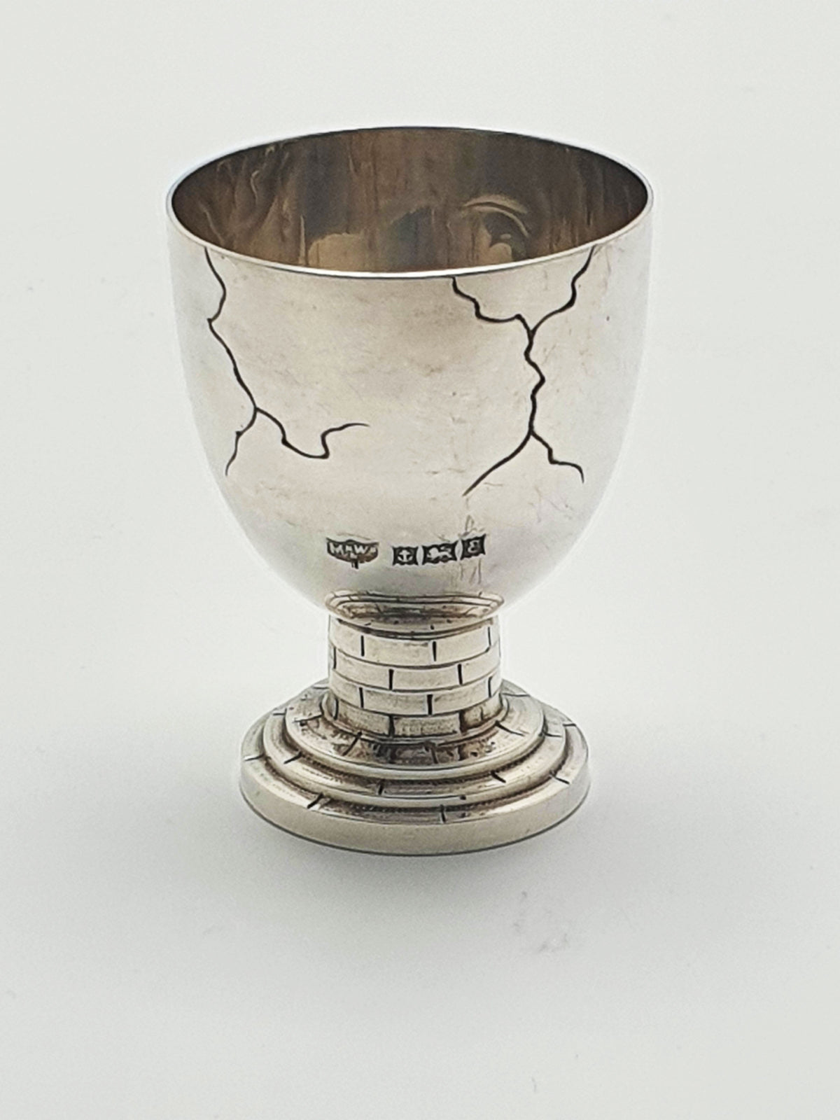 Fabulous Elizabeth II Sterling Silver Humpty Dumpty Novelty Egg Cup - 1954