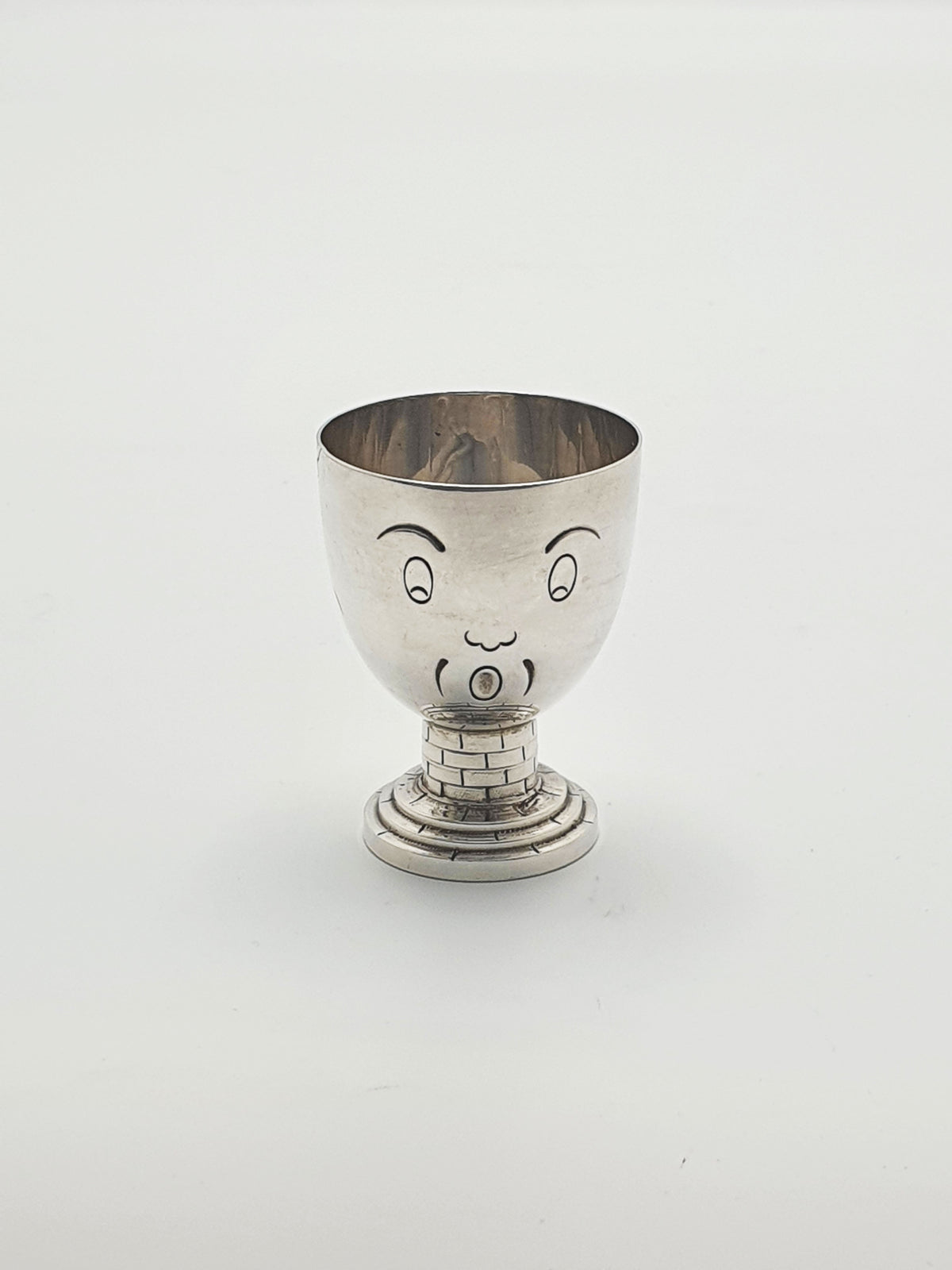 Fabulous Elizabeth II Sterling Silver Humpty Dumpty Novelty Egg Cup - 1954