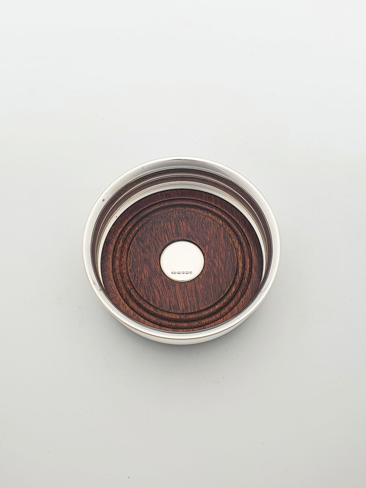 Elizabeth II Sterling Silver Wine Bottle Coaster With Turned Mahogany Base - 2000