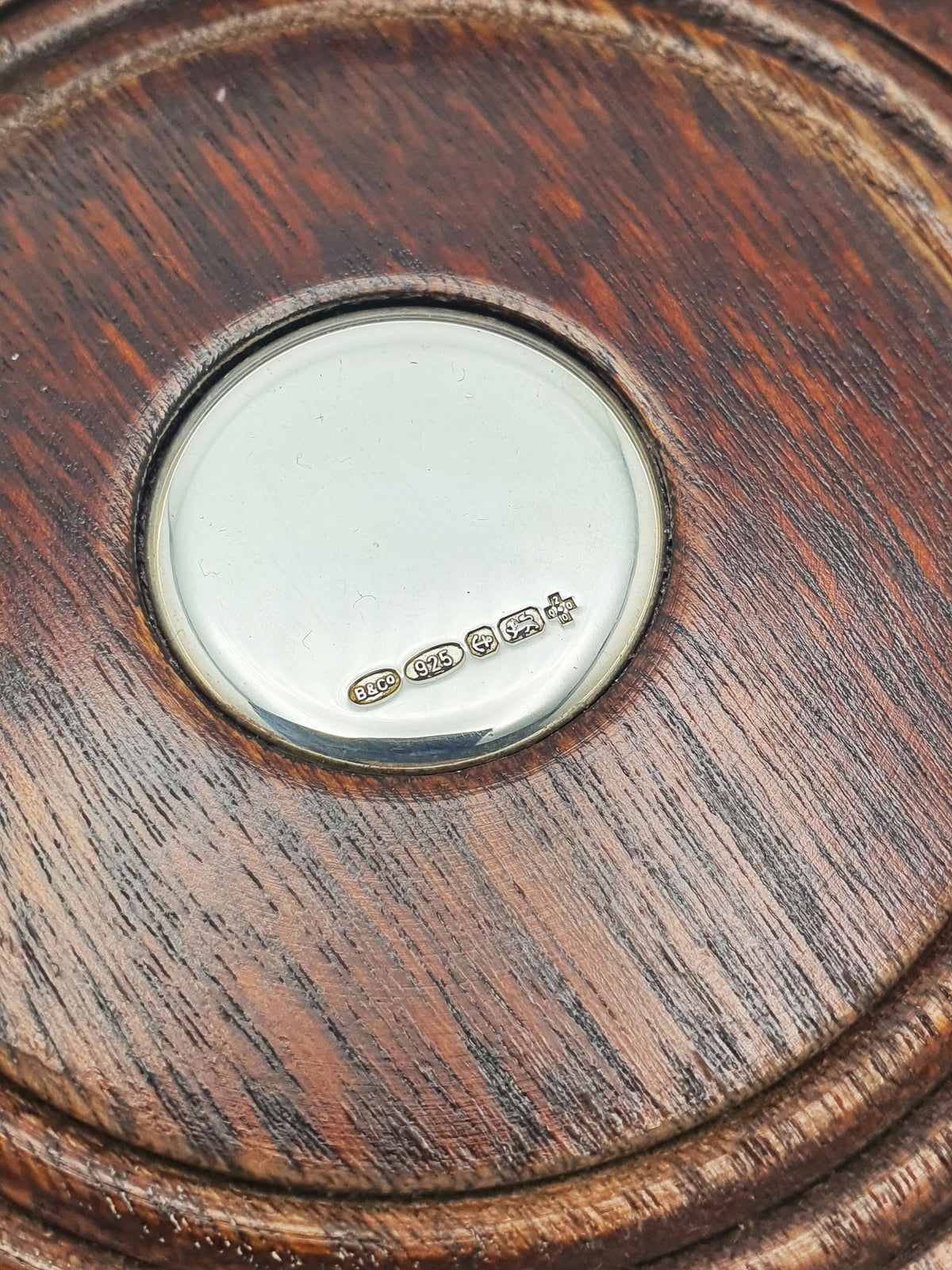 Elizabeth II Sterling Silver Wine Bottle Coaster With Turned Mahogany Base - 2000