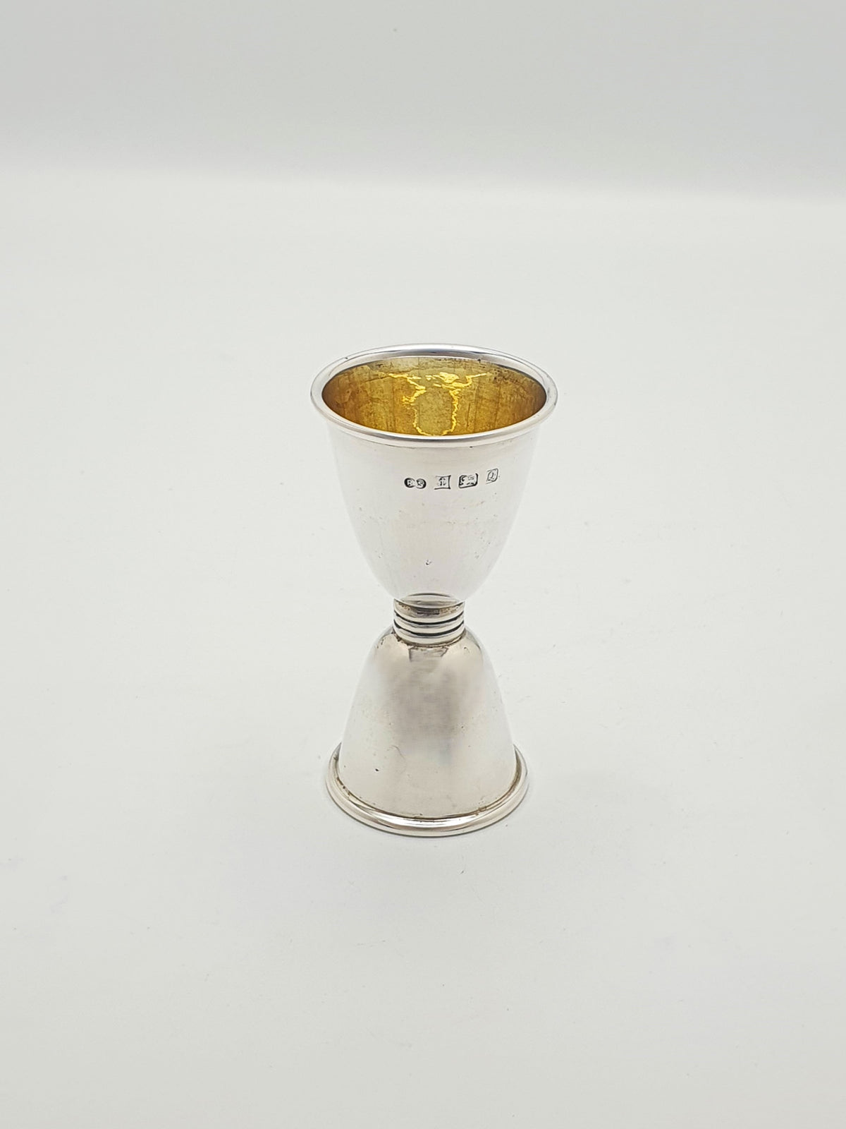 Nice Elizabeth II Sterling Silver Gilt Lined Double Spirit Measure – 1990