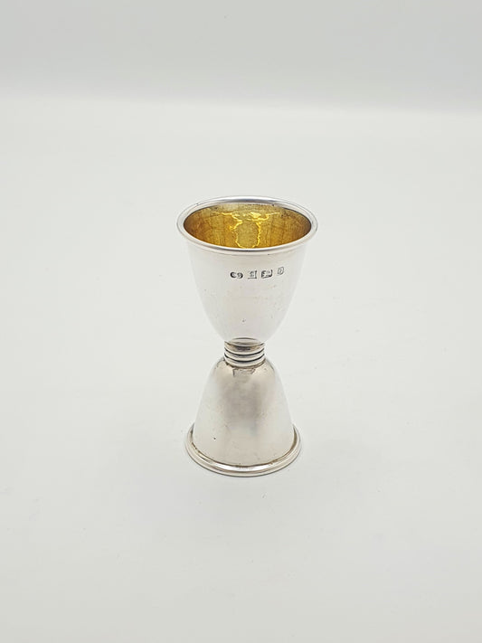 Nice Elizabeth II Sterling Silver Gilt Lined Double Spirit Measure – 1990