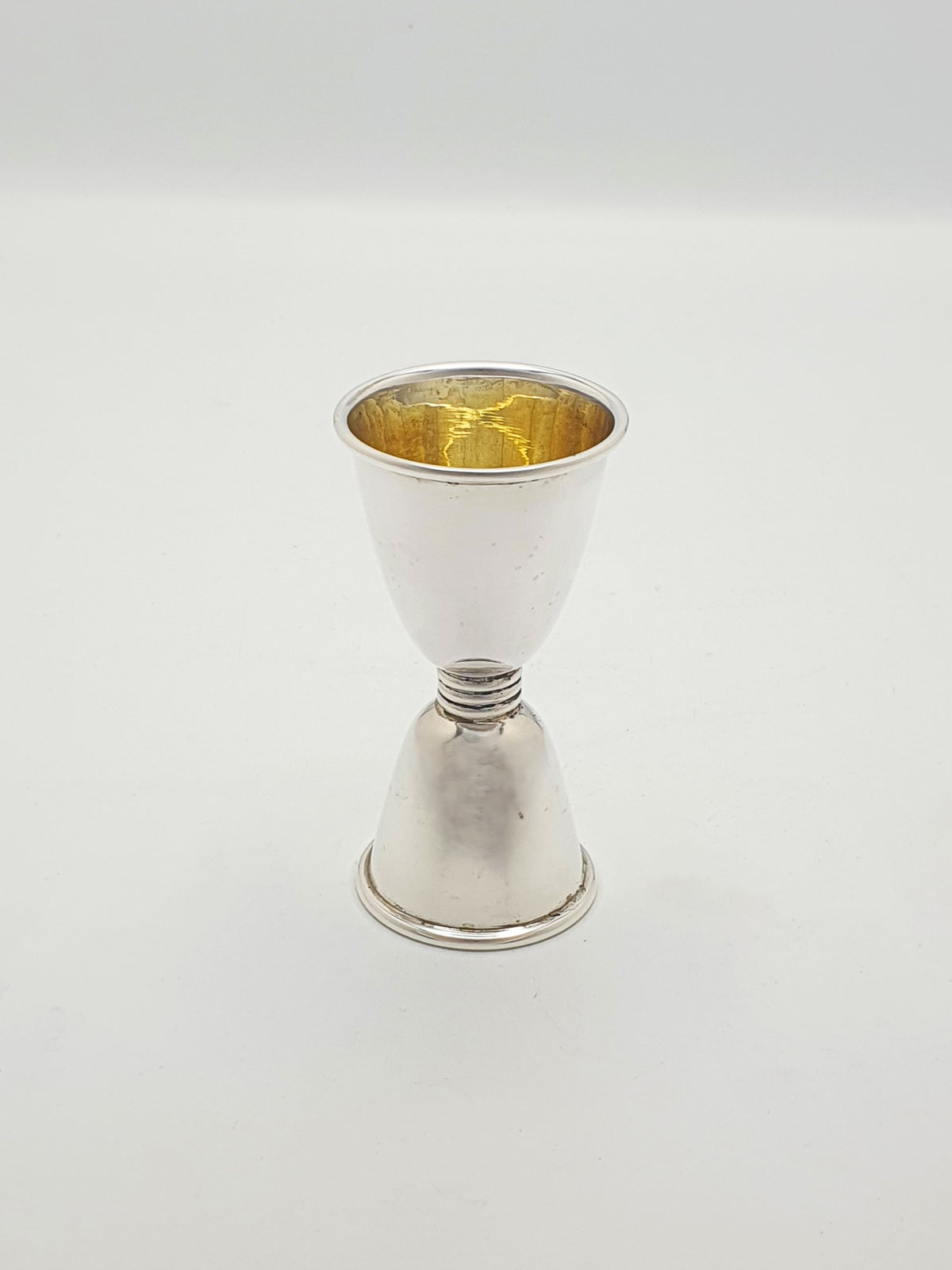 Nice Elizabeth II Sterling Silver Gilt Lined Double Spirit Measure – 1990