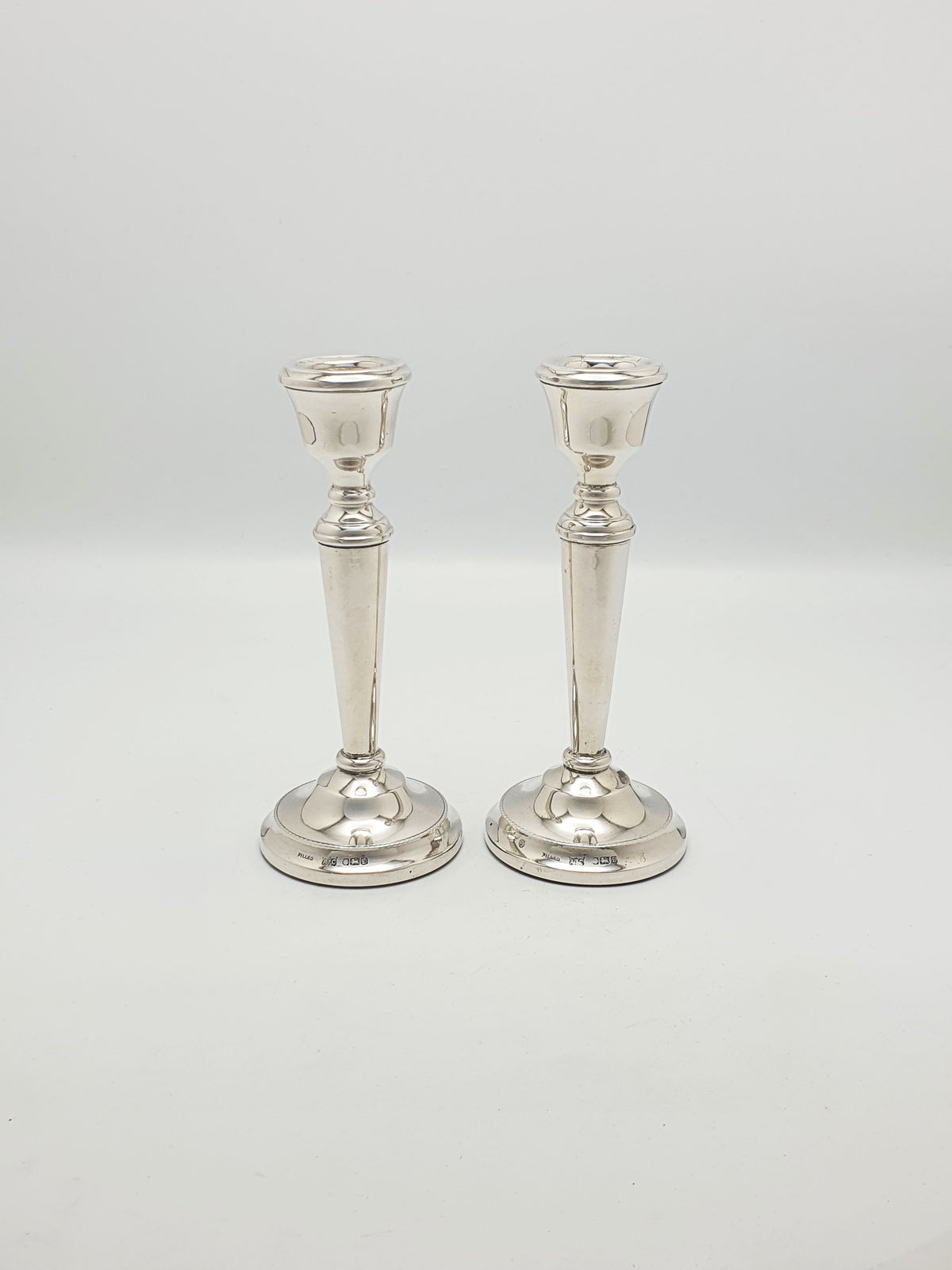 Pair of Elizabeth II Sterling Silver Candlesticks With Plain Tapered Stems - 1978