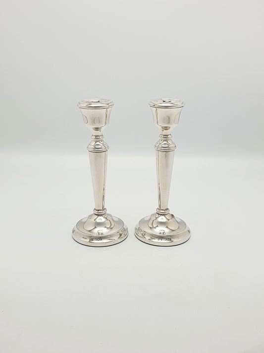Pair of Elizabeth II Sterling Silver Candlesticks With Plain Tapered Stems - 1978