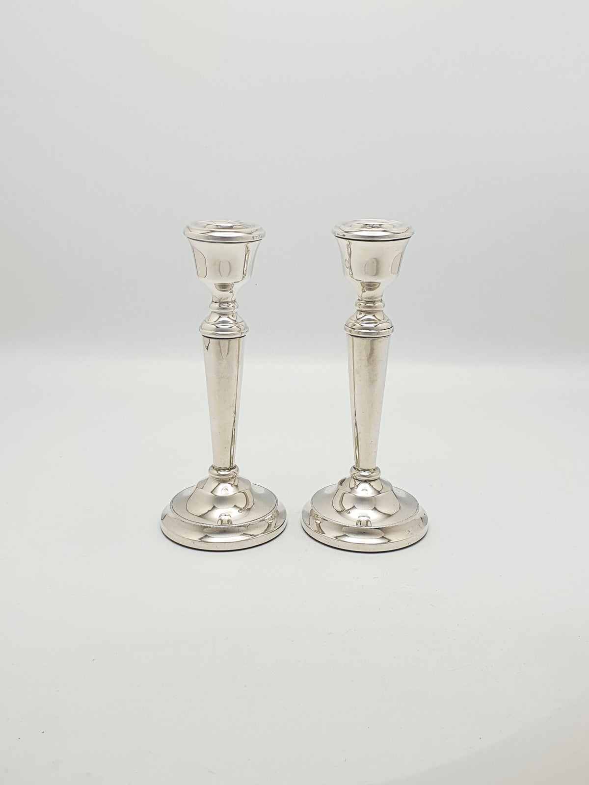 Pair of Elizabeth II Sterling Silver Candlesticks With Plain Tapered Stems - 1978