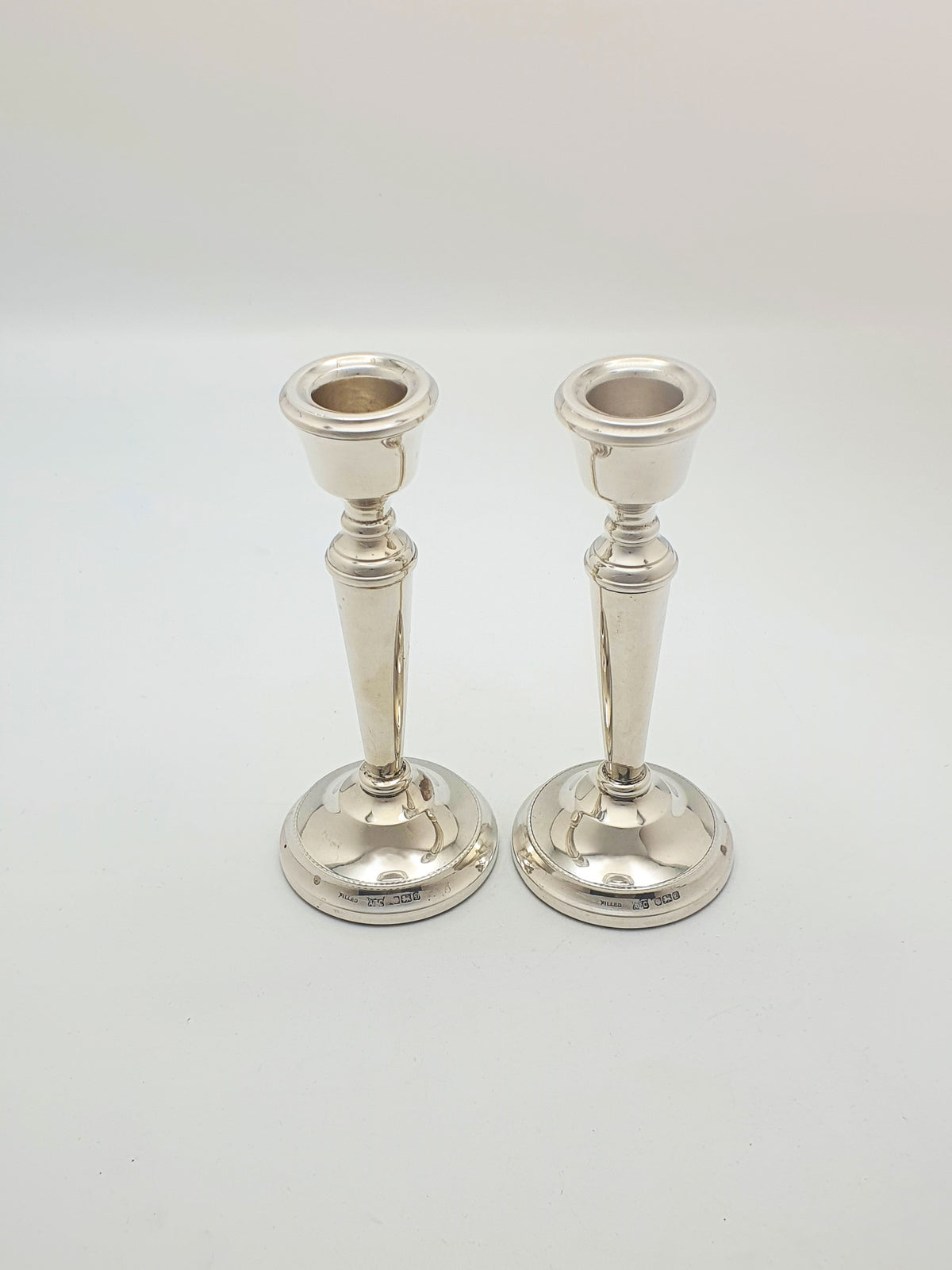 Pair of Elizabeth II Sterling Silver Candlesticks With Plain Tapered Stems - 1978