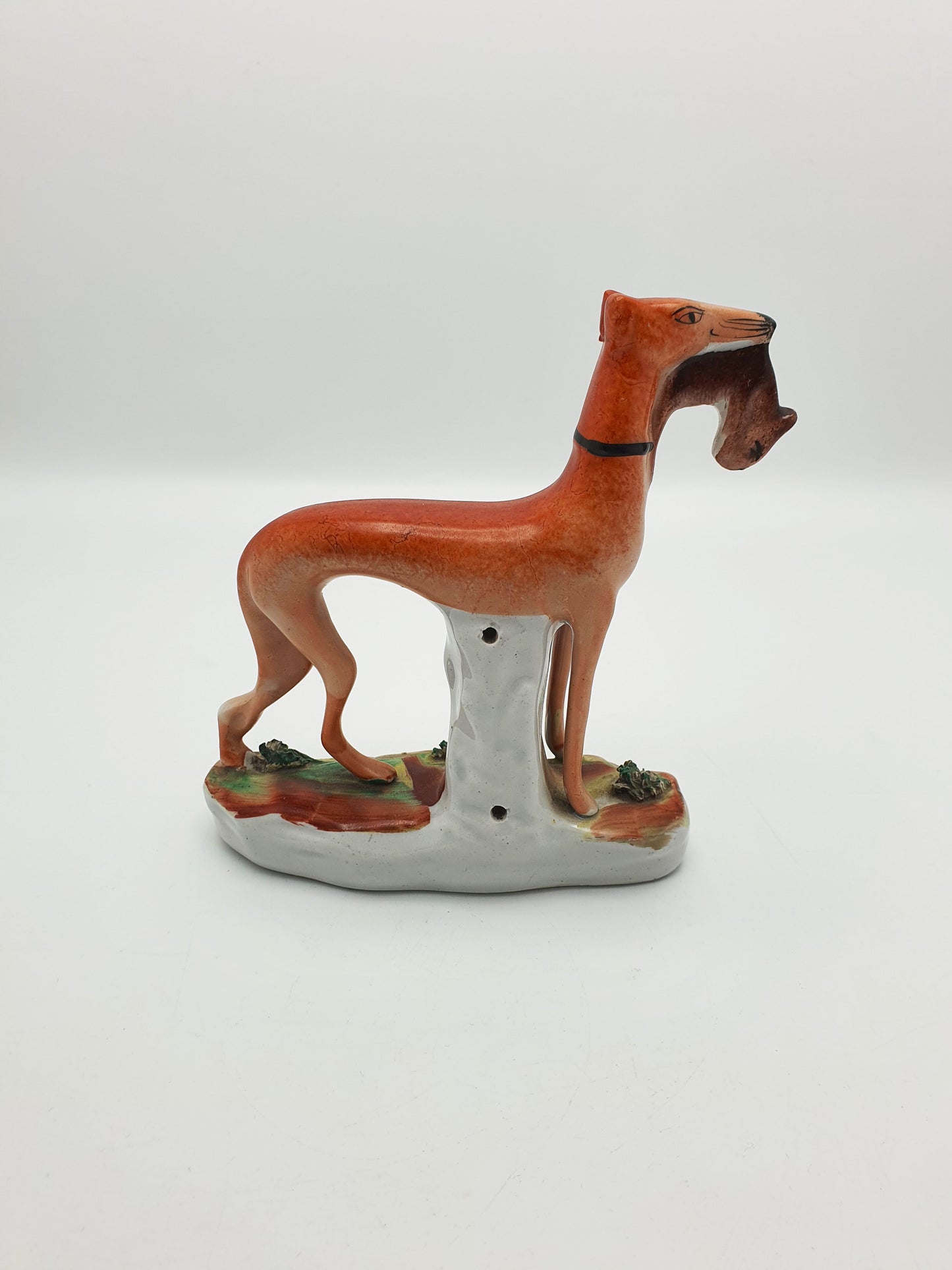 Nice Antique Staffordshire Greyhound with Hare Figurine – circa 1870